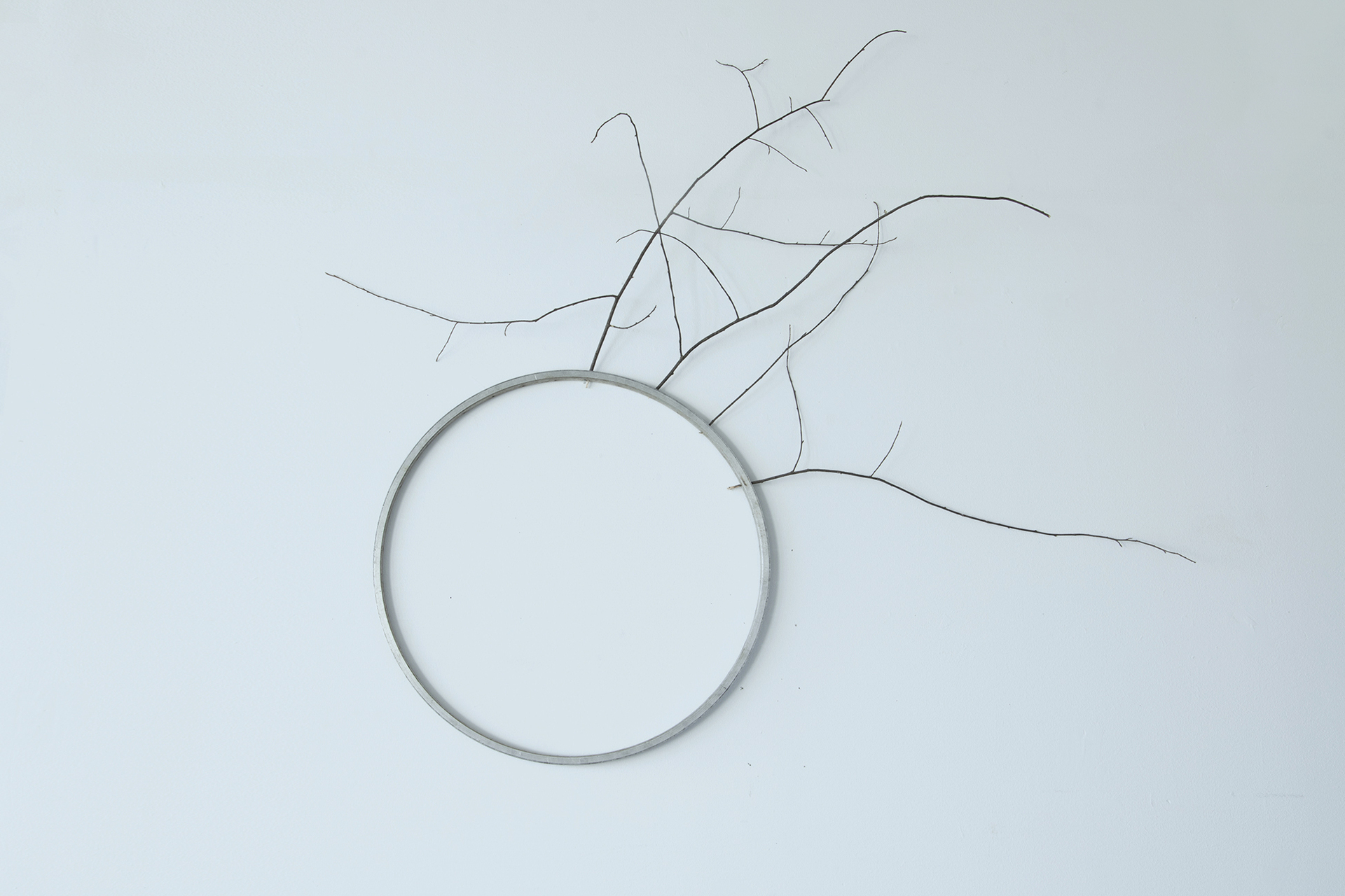 Anastasia Savinova, We Swim in One Water, act IV, ocean blue / 2021 / bicycle rim, branches