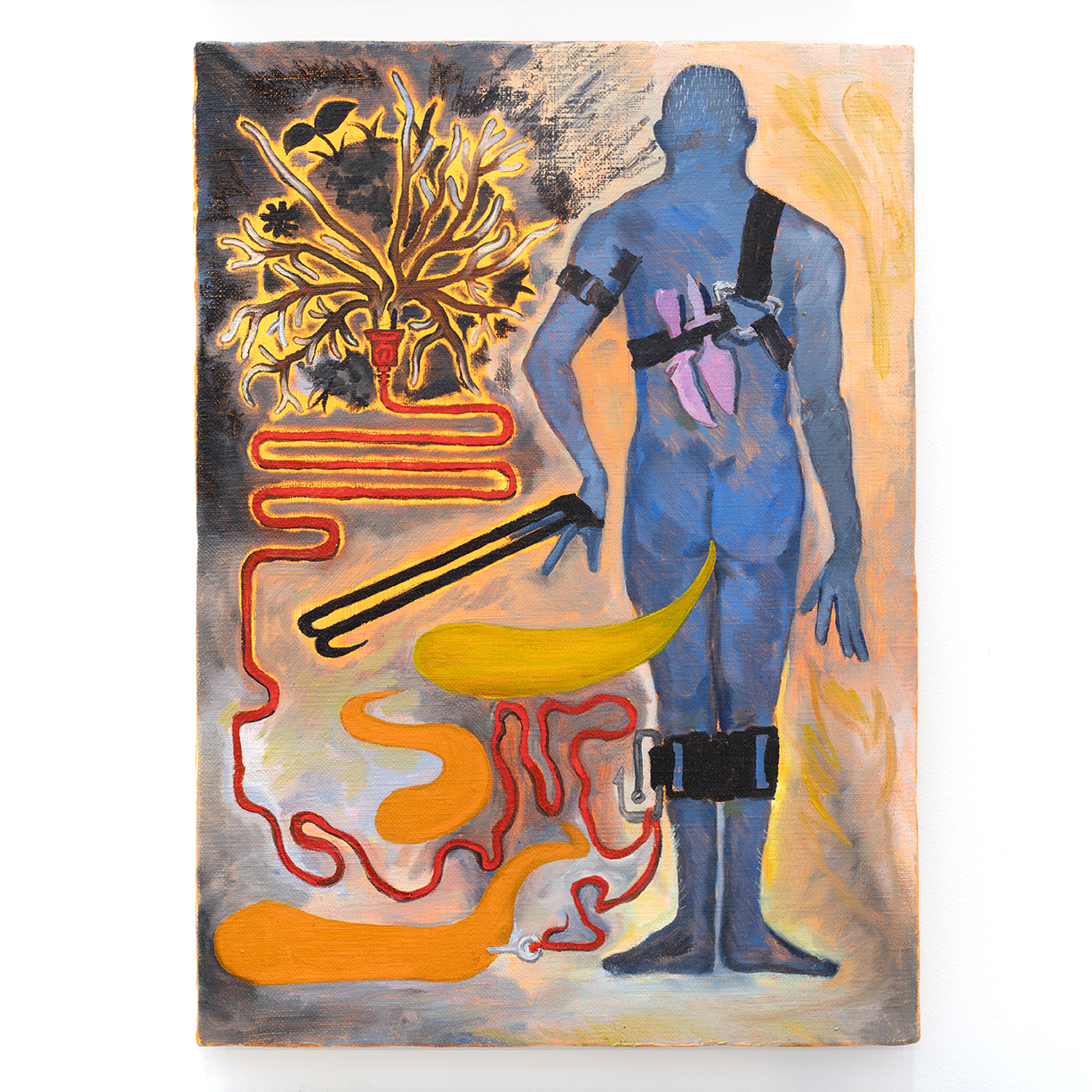KAITO Itsuki, Tight intelligence (Moss Ball), 2021, oil and charcoal on canvas, 13 x 9½ x ¾ in.