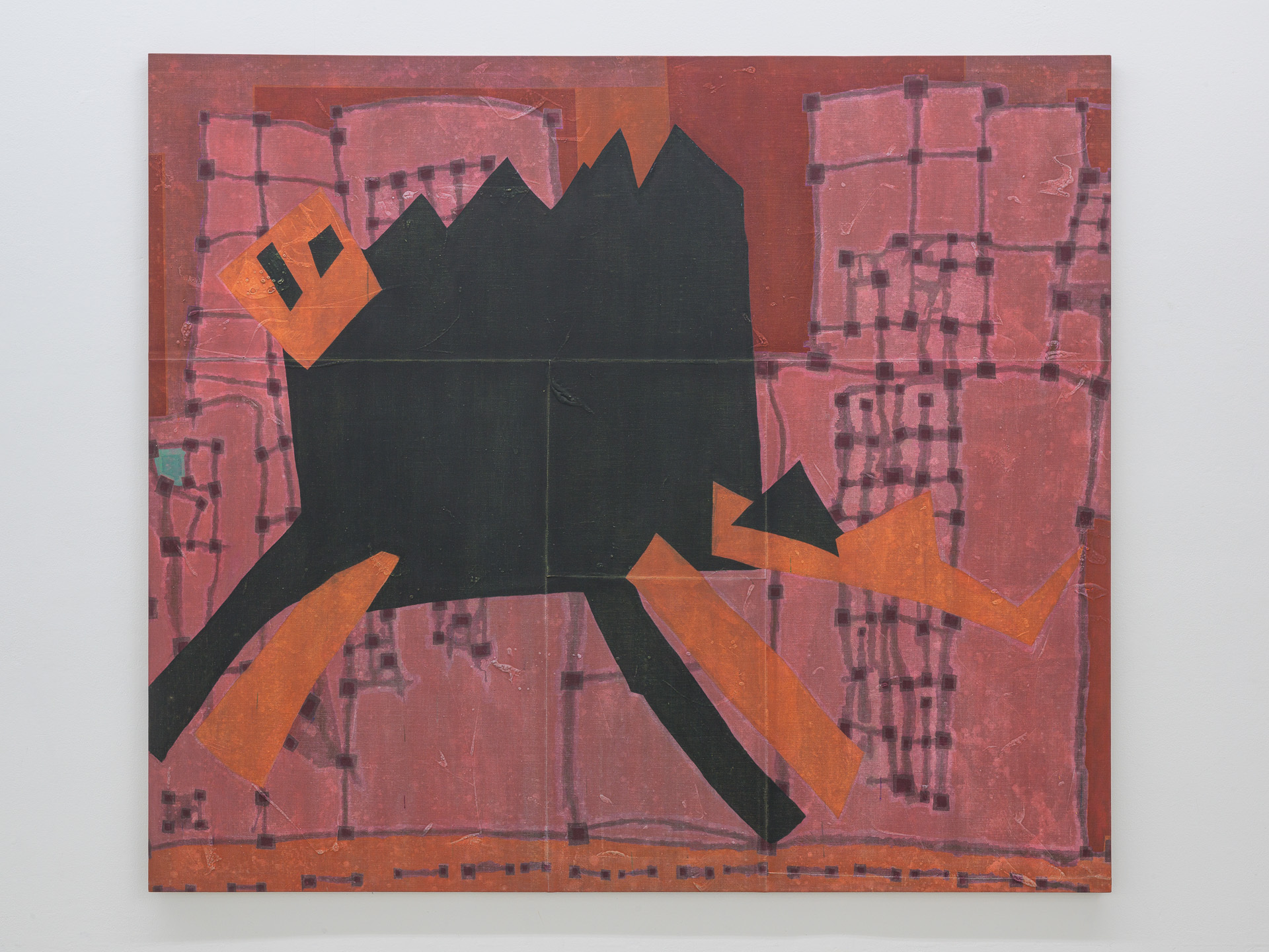 Lukas Quietzsch, destroyer, 2021, Gouache on canvas, 200 × 230 cm, Photo: Marc Doradzillo