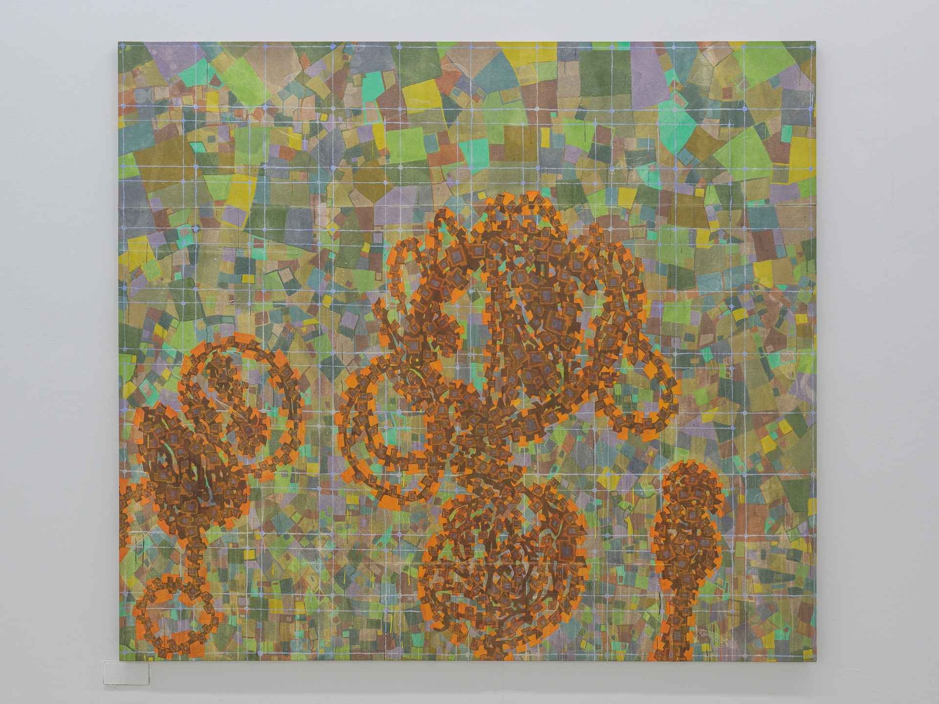 Lukas Quietzsch, cute (but brutal), 2021, Gouache on canvas, 200 × 225 cm, Photo: Marc Doradzillo