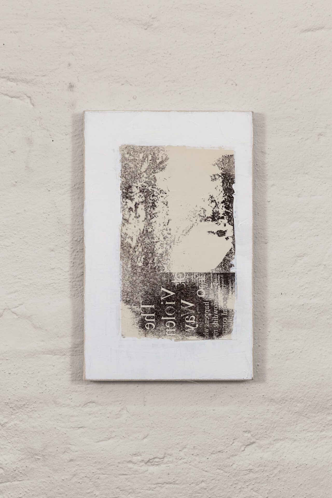 Matias Kiil, Violent Way, 2022, laser print transferred to paper, canvas and acrylic, 40 x 25 x 2.5 cm