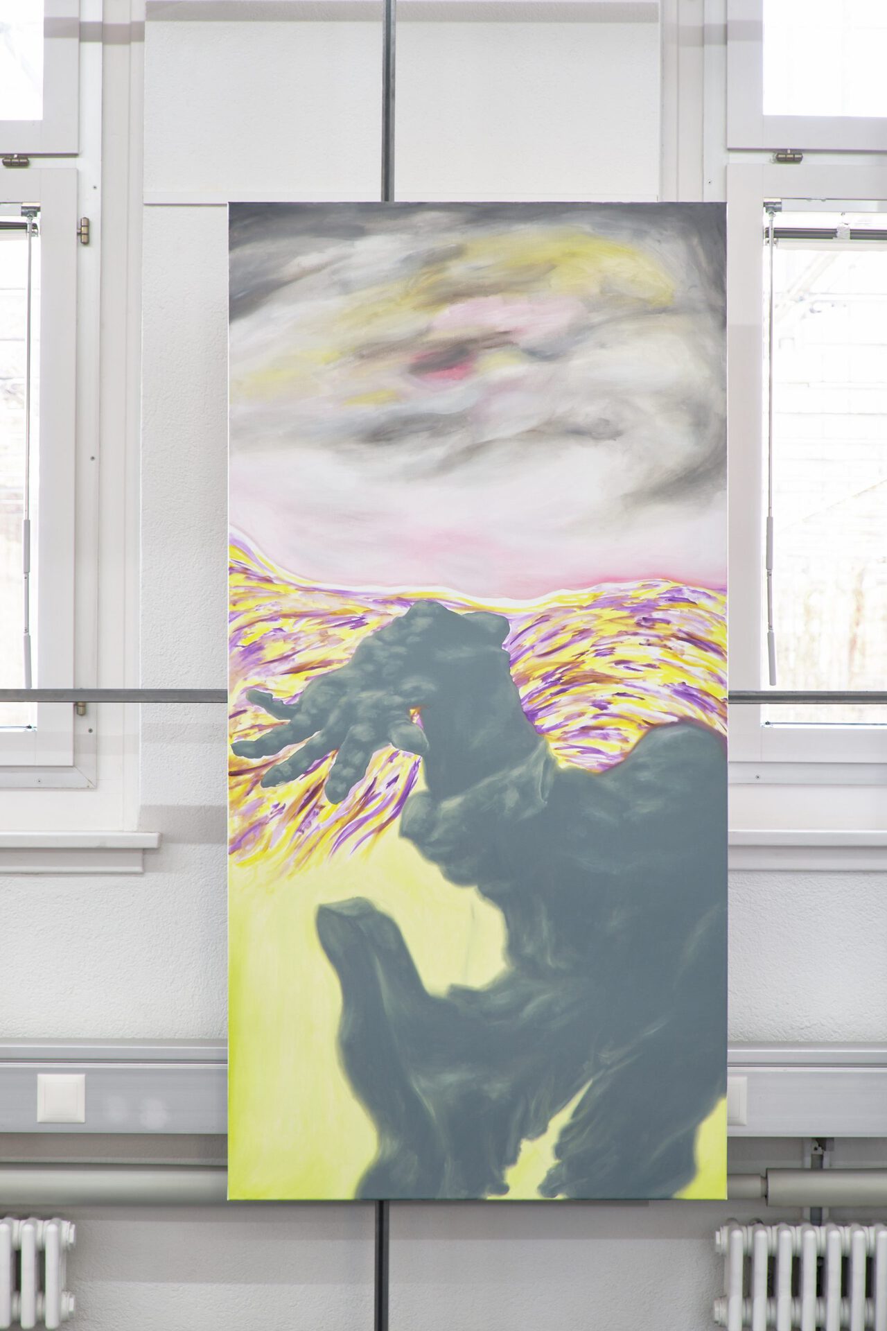 Kevin Aeschbacher, Hoppe Hope, 2022, oil on fabric, 180 x 90 cm