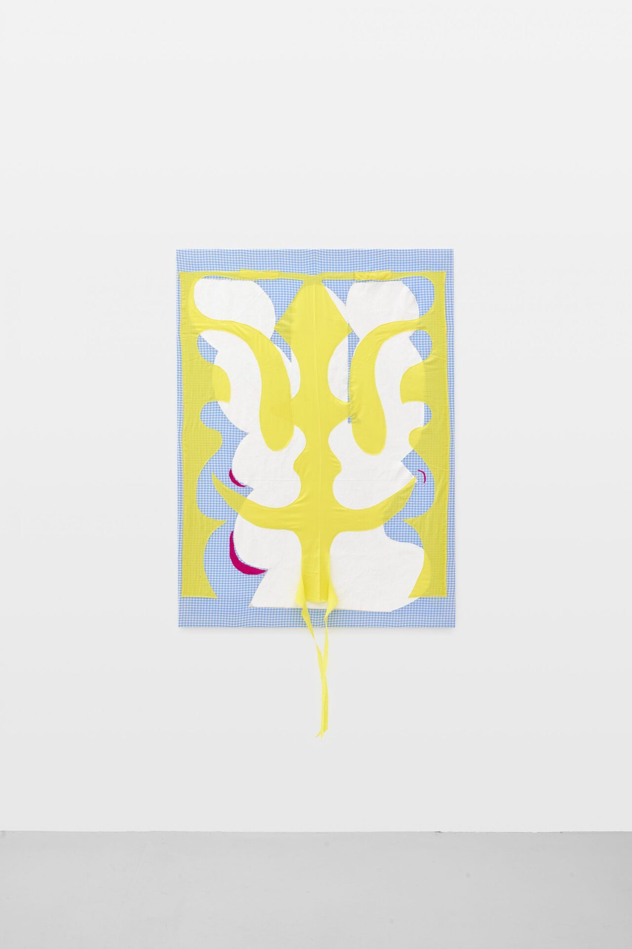 Franca Scholz, Maria, 2022, cotton textile, silk, acrylic paint, canvas, 130 x 95,5 cm.