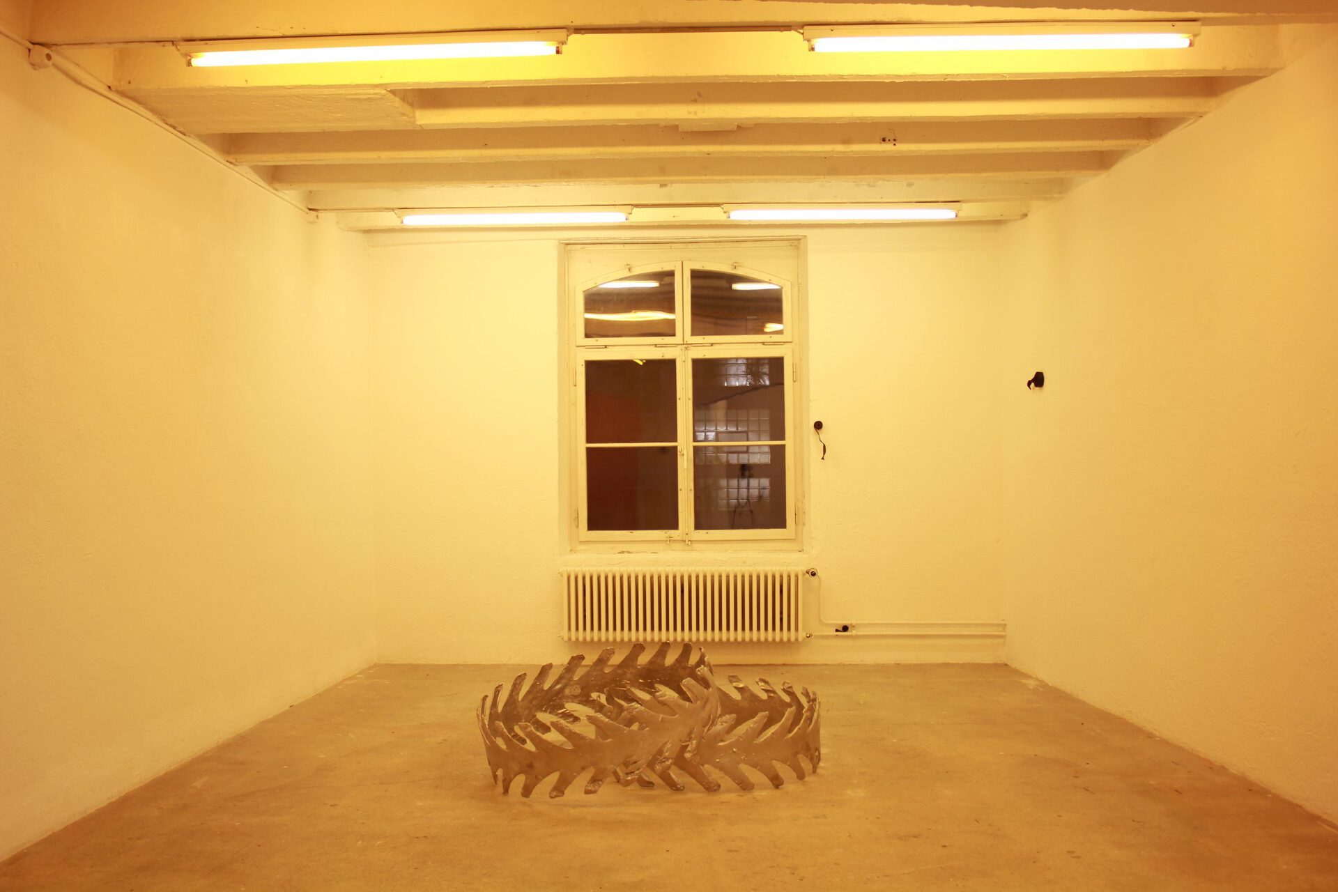 Vanessa Billy Thorns and Crowns, 2021 Cast aluminum, 92 x 92 x 31 cm;Julia Znoj Deadly Swirls (wrapped up scripts), 2020 Steel strips, galvanised steel strips