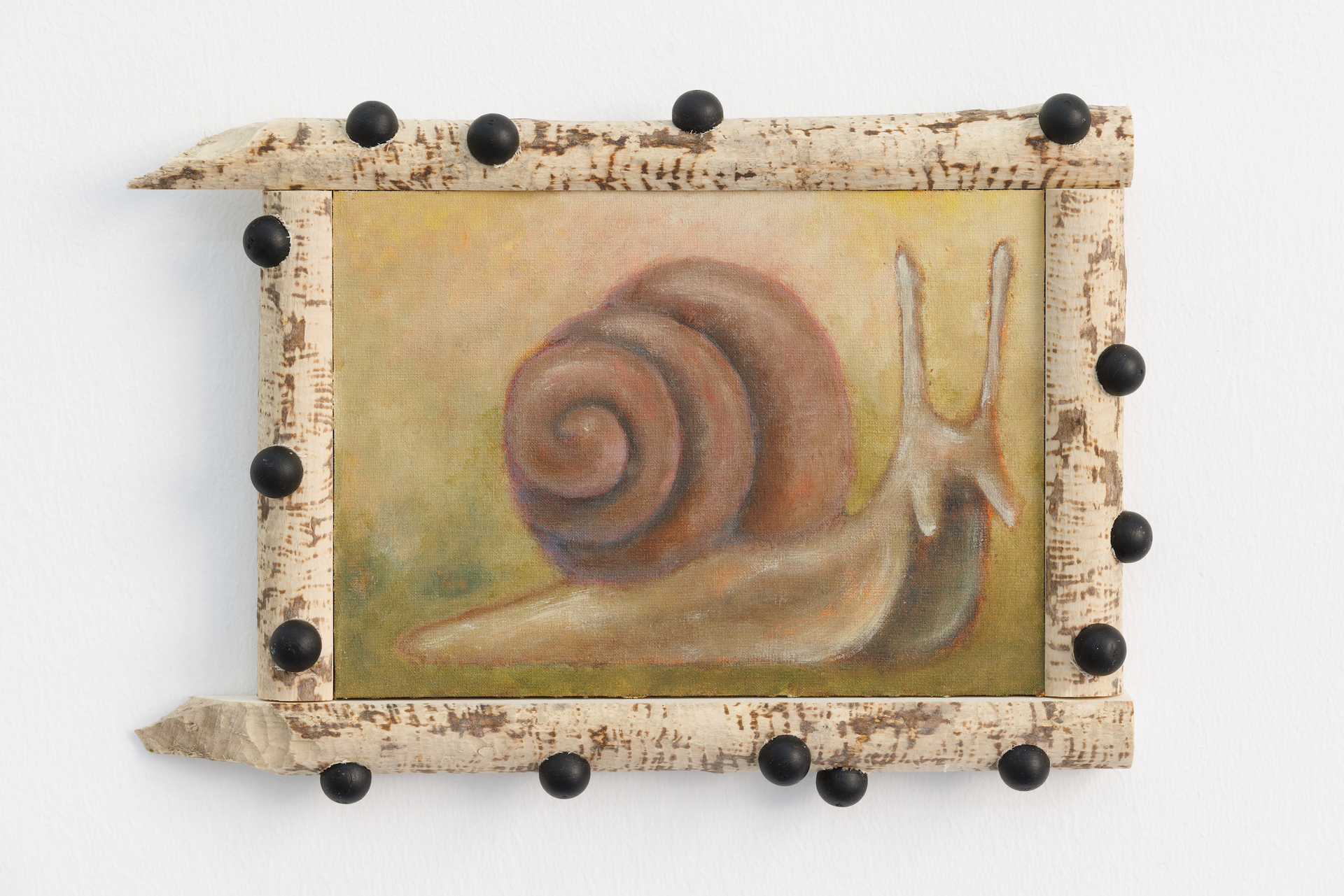 Stefan Fuchs,  Patterns for a near future; snail II, 2022, acrylic on canvas, artists frame, 27 x 20 cm