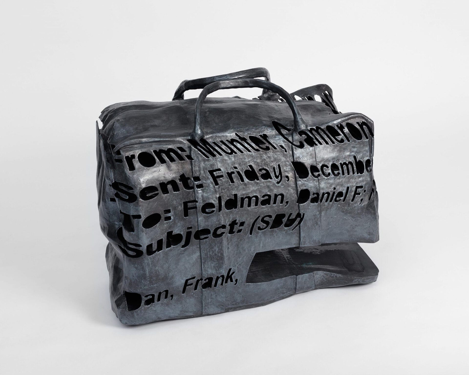 Lindsay Lawson, Hillary's Emails (Valise), 2022, 3D prints, acrylic paint, graphite powder, 59,5x61x25,5cm