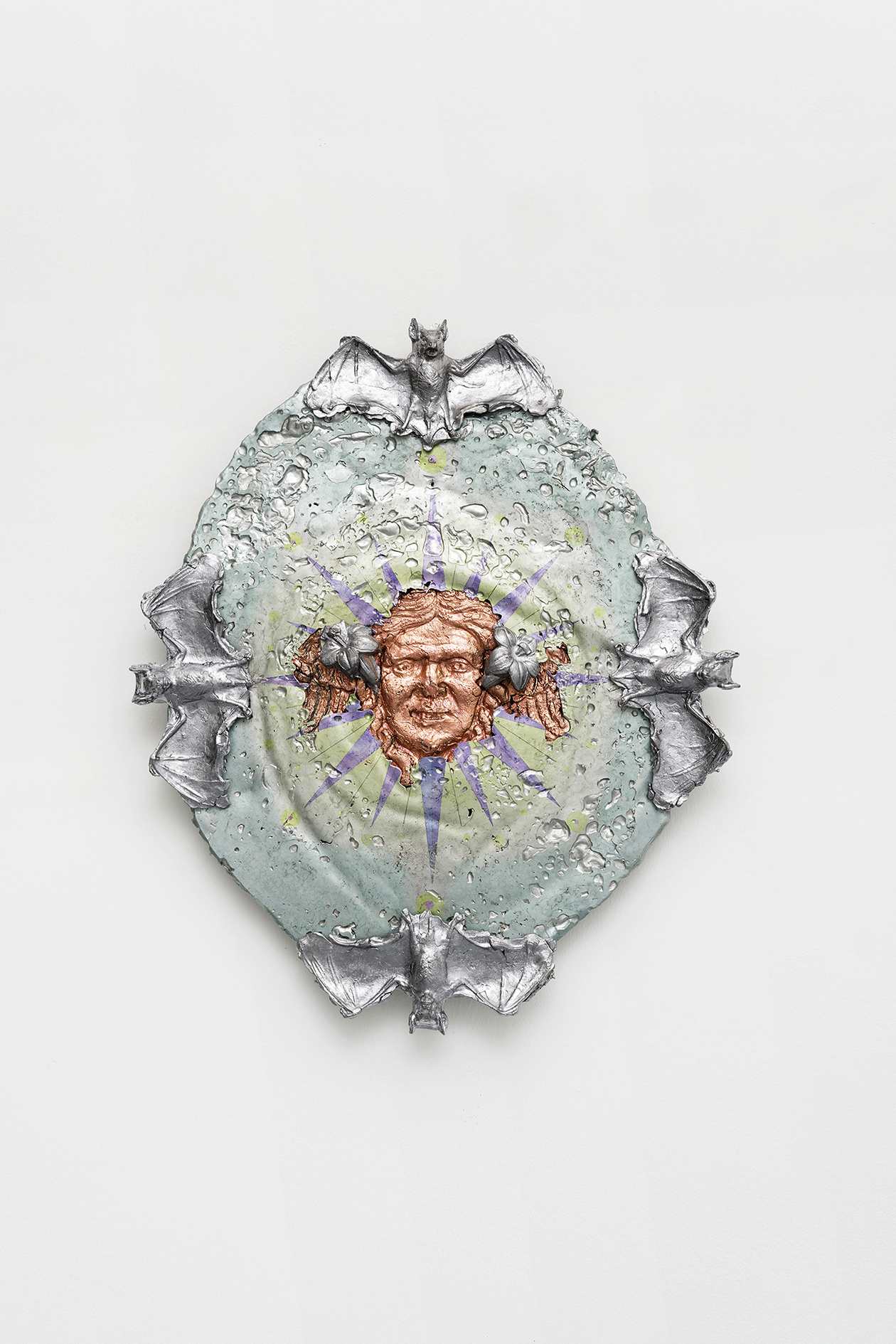 Jean-Baptiste Janisset, L'apparition, 58 x  50 x 7 cm, tin, zinc, copper, lead,, 2022