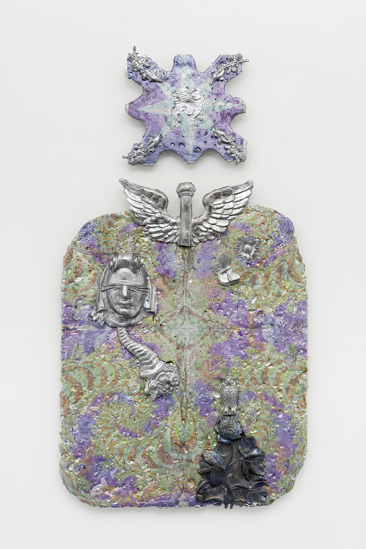 Jean-Baptiste Janisset, L'abondance aveugle, 113 x 61 x 11 cm, tin, zinc, copper, lead, 2022