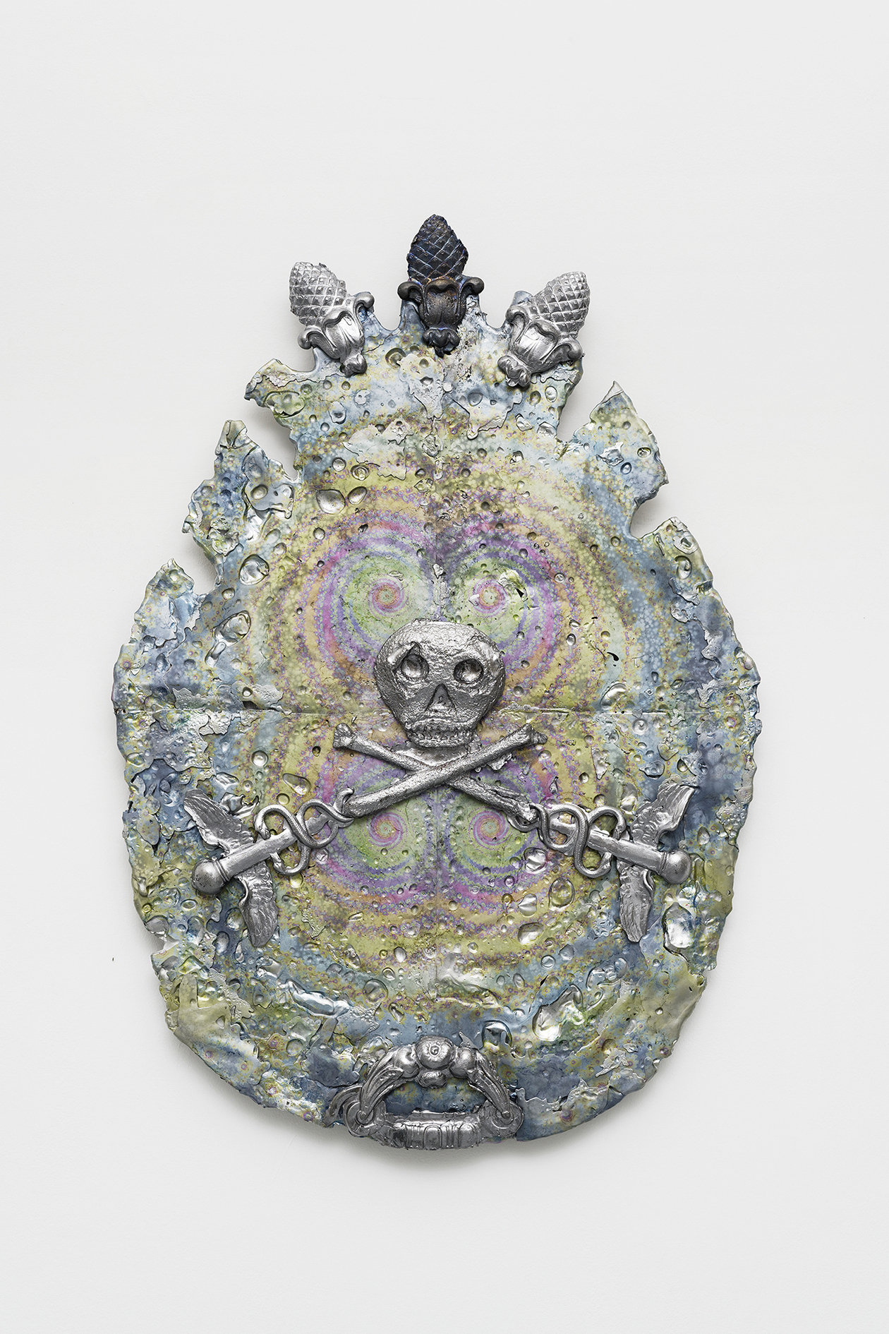 Jean-Baptiste Janisset, Une de nos vie, 87 x 61 x 4 cm, tin, zinc, copper, lead, 2022
