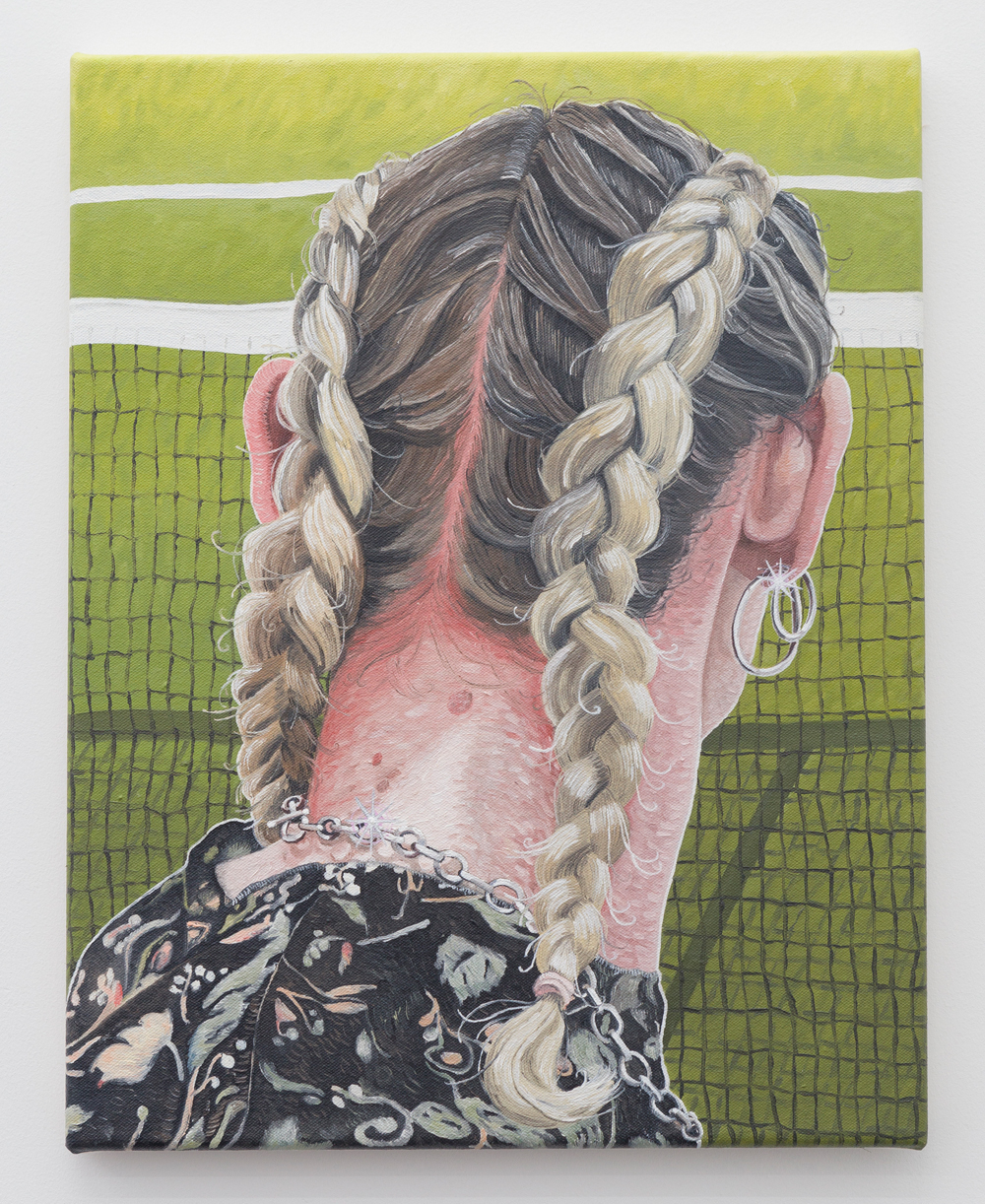 Hamish Chapman, Serving with Plaits, 2022, Oil on canvas, 45.8 x 35.2 cm