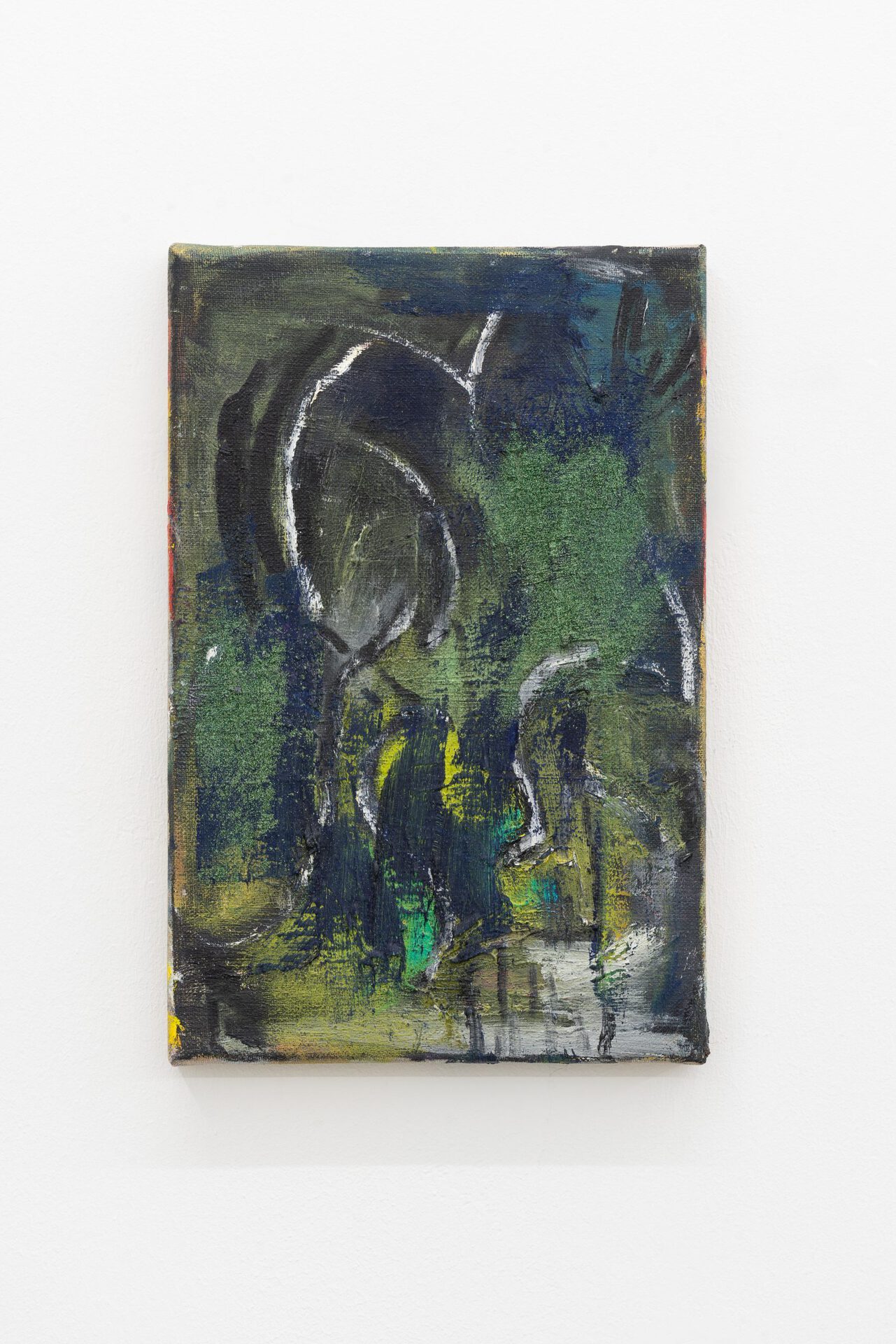 Anne Fellner, Green-eyed, burnt-out and lost, 2019, pigment and oil on linen, 30 × 20 cm