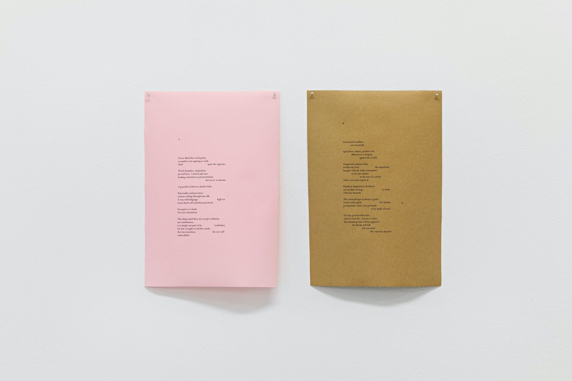 Jimmy Robert, “European Portraits (Texts)”, 2017, Text on paper, A4, installation view, Künstlerhaus Bremen 2022