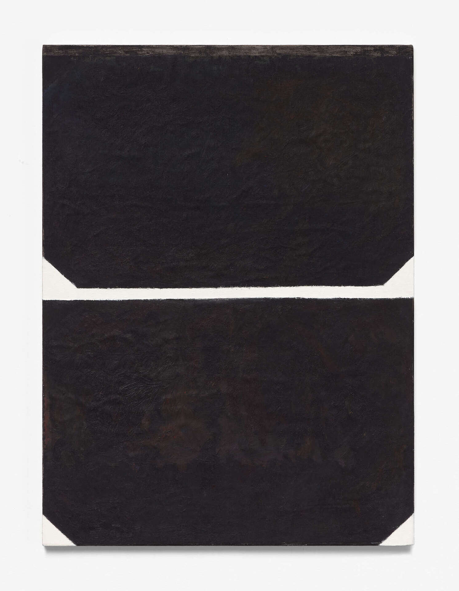 Allan Rand, Chthonic, 2020, Gesso, oil on linen, 48.5 x 65.5 x 1.2 cm.