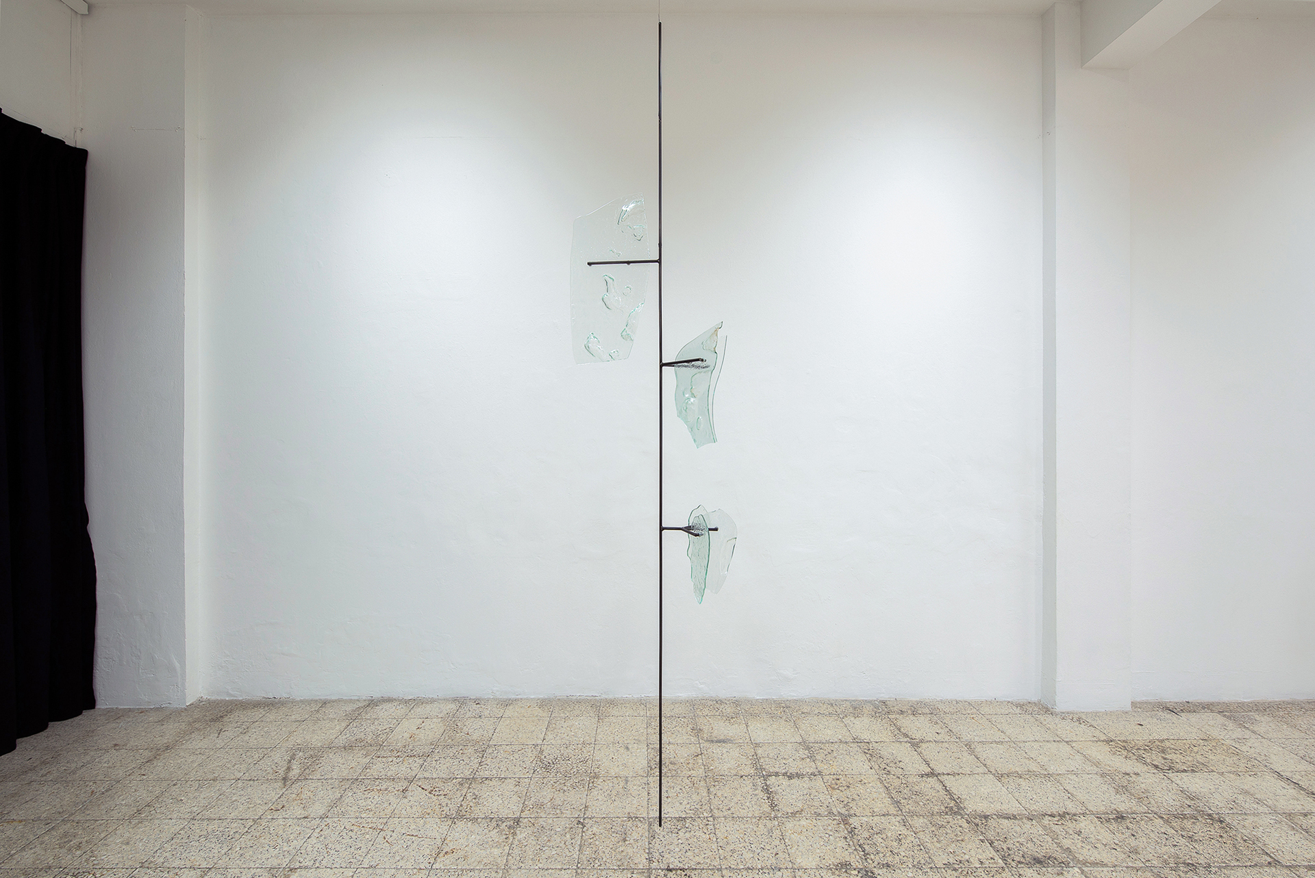 3 Leontios Toumpouris – To maintain patency #1, 2022, mild steel, fused glass, resin, 275 x 60 x 40 cm.