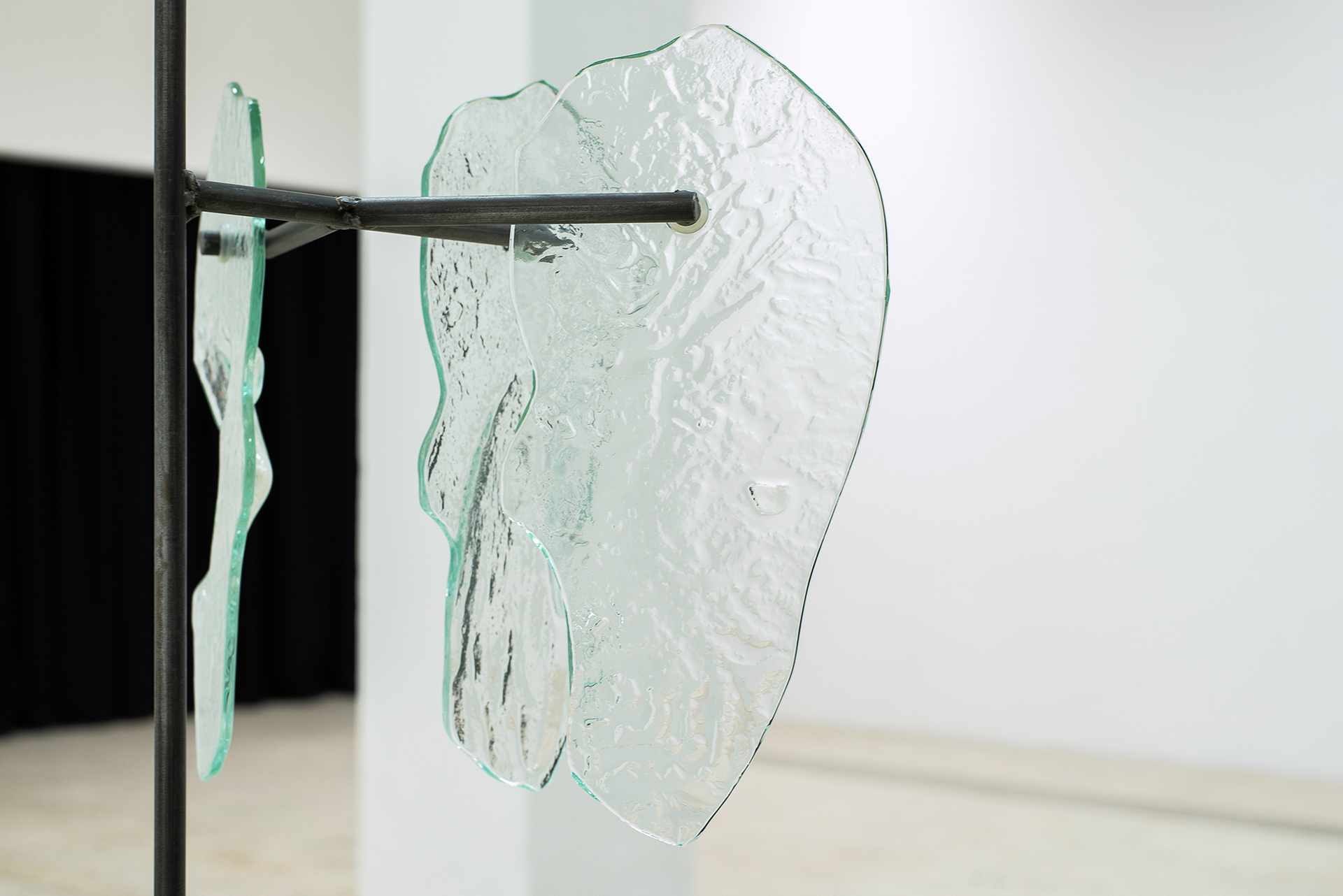 6 Leontios Toumpouris – To maintain patency #1, 2022, mild steel, fused glass, resin, 275 x 60 x 40 cm, detail.