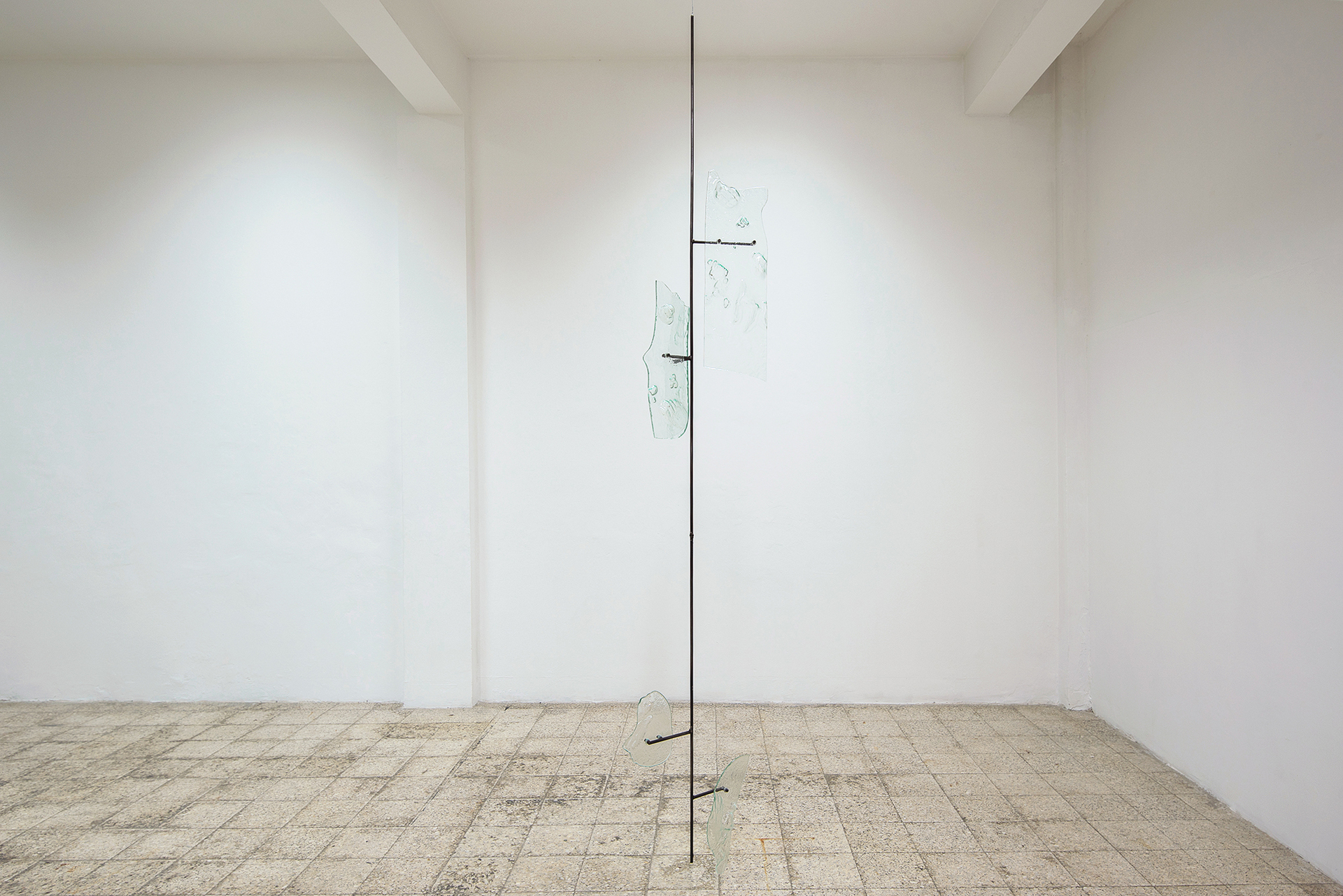 8 Leontios Toumpouris – To maintain patency #2, 2022, mild steel, fused glass, resin, 285 x 50 x 40 cm.