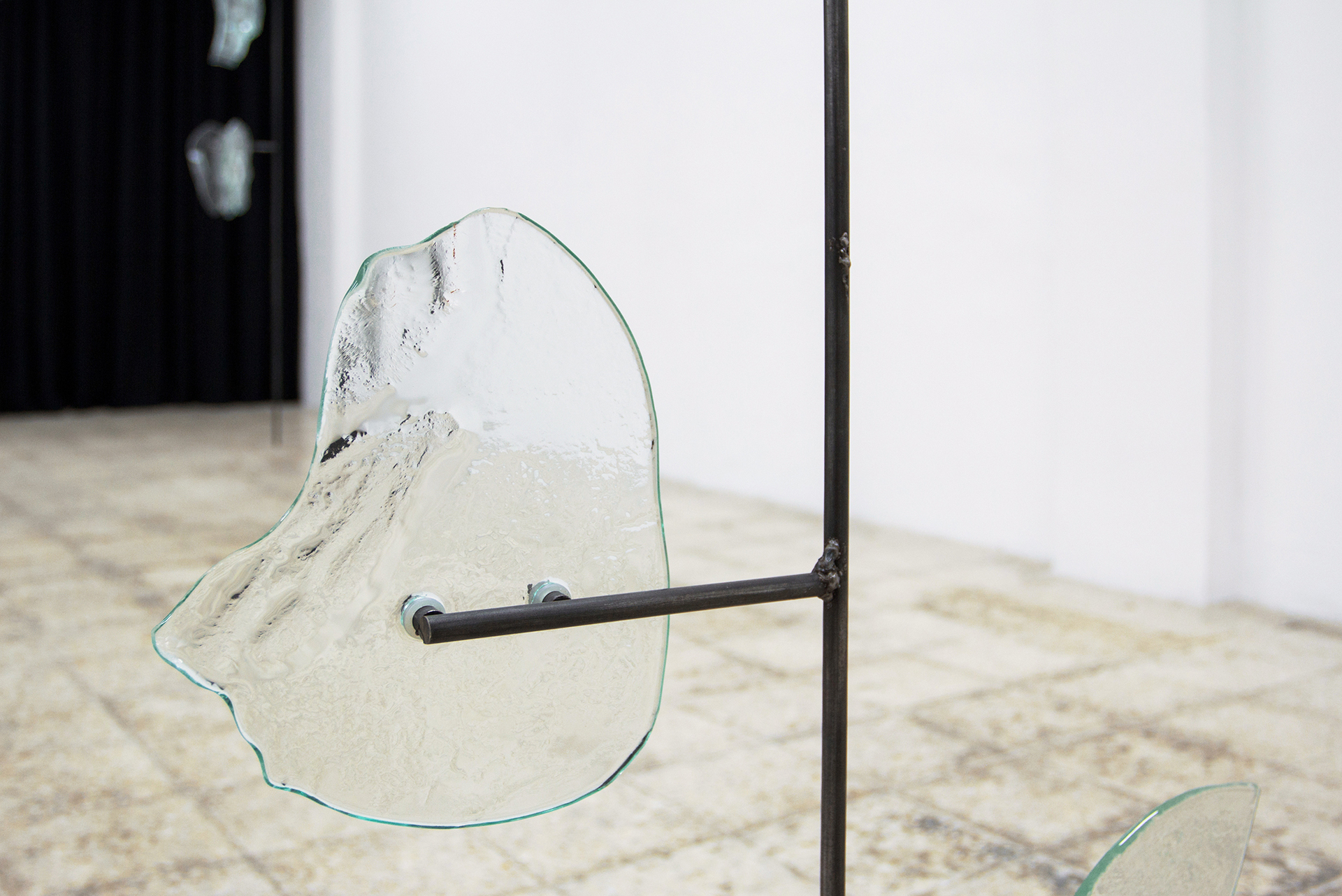 9 Leontios Toumpouris – To maintain patency #2, 2022, mild steel, fused glass, resin, 285 x 50 x 40 cm, detail.