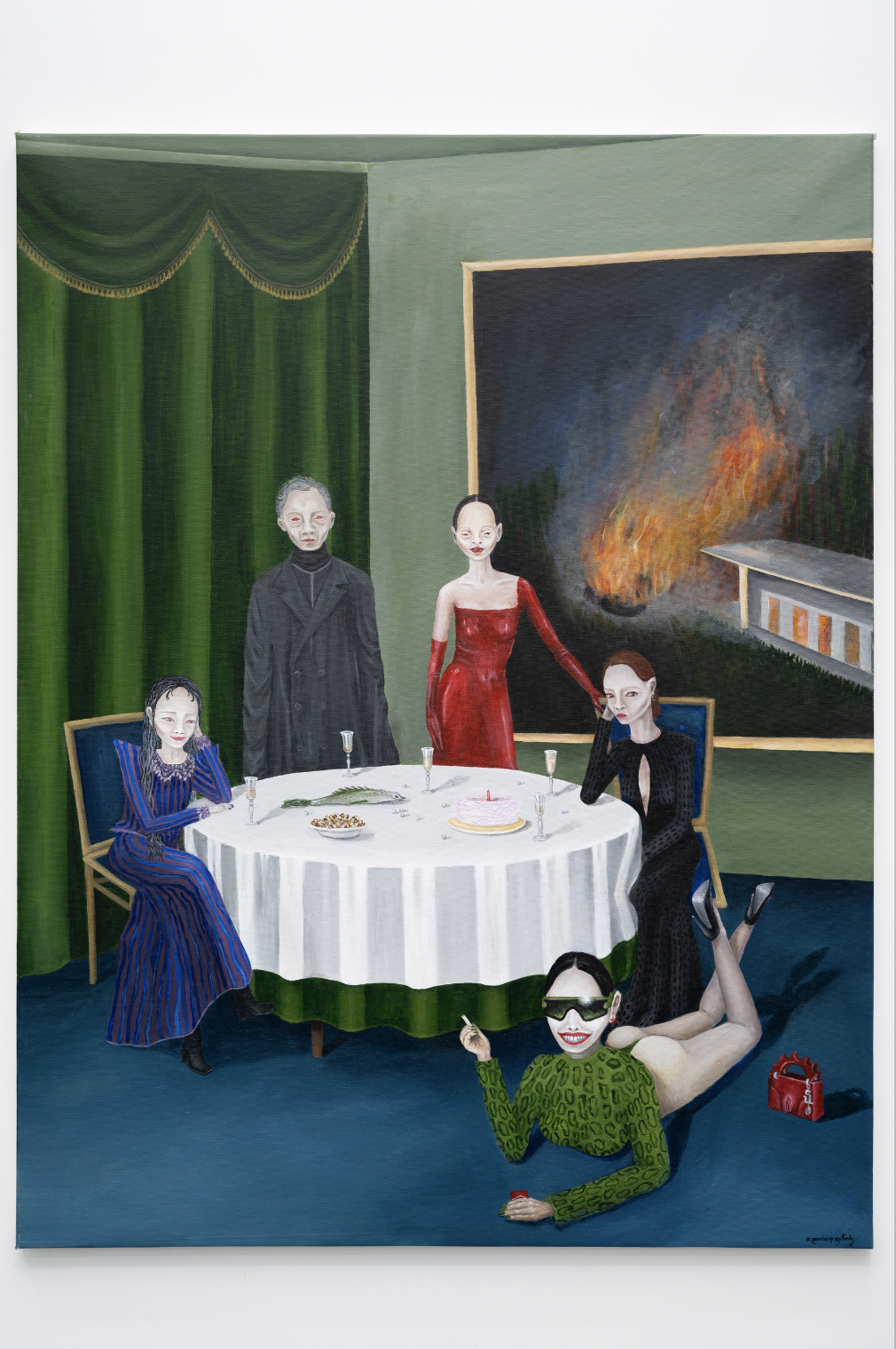 Tamara Lortkipanidze, Gossip Dinner, 2021, acrylic paints on canvas, 116 x 90 cm