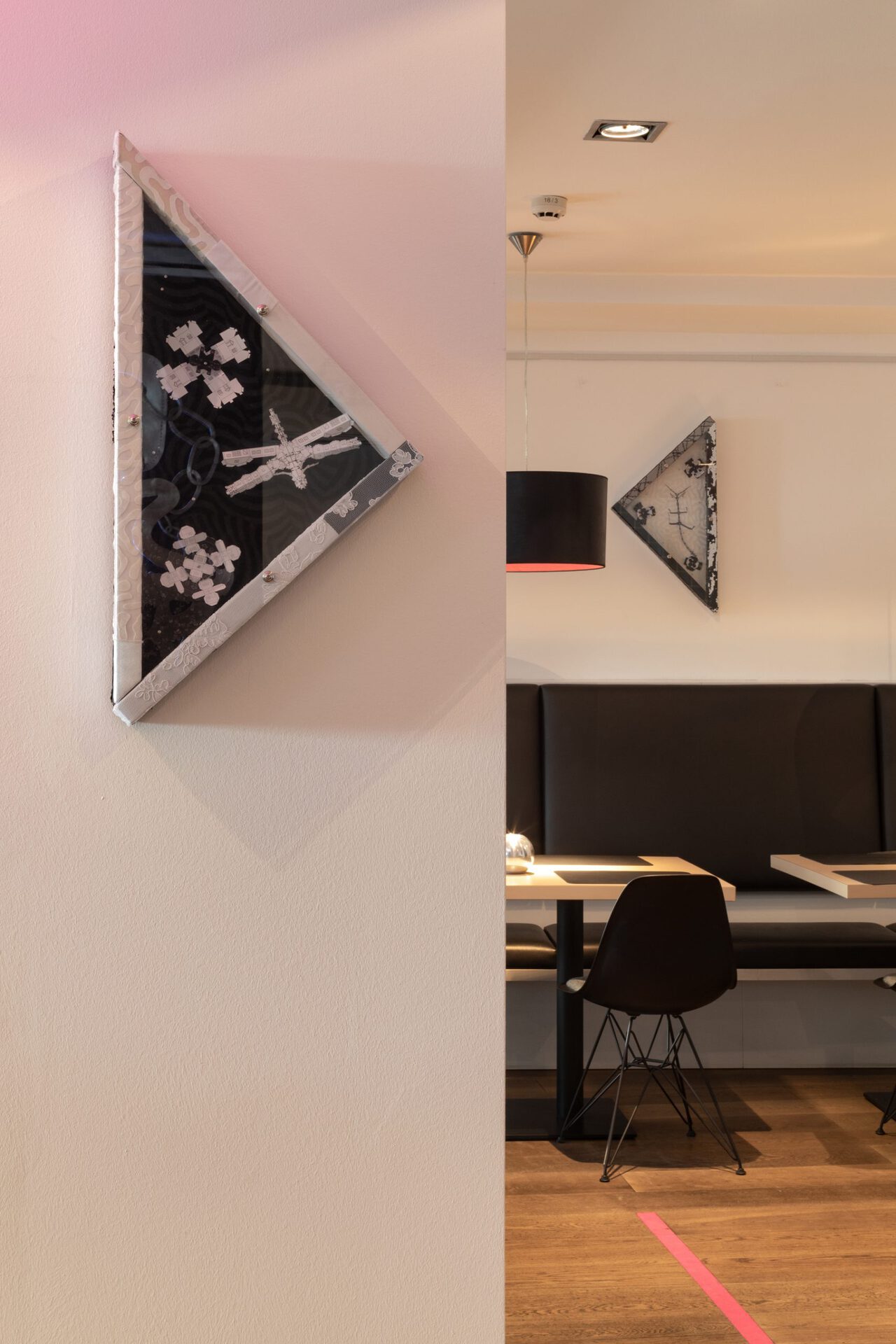 Nadia Perlov, Frontyard, Fabric, Paper, Wood, Glass, 75 x 39 x 6 cm.