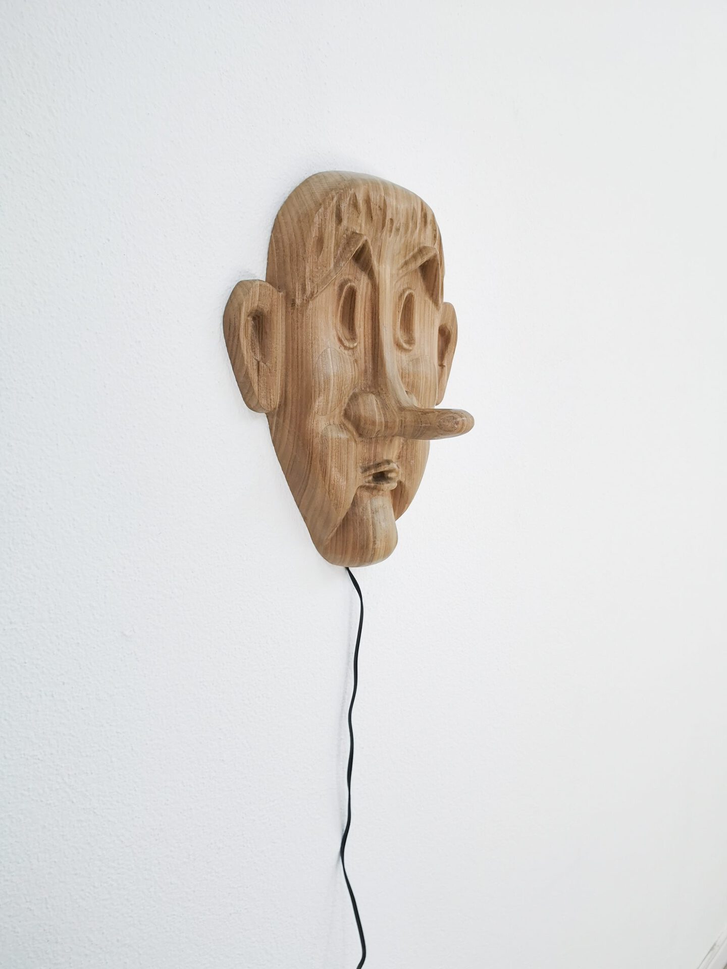 Francesco De Bernardi , Detail,  “Untitled (FIU FIU)” Solid afromosia wood,
loudspeakers, electronic
electronic components, MP3, whistle in loop, 
36,5 x 41 x 13 cm, 2022