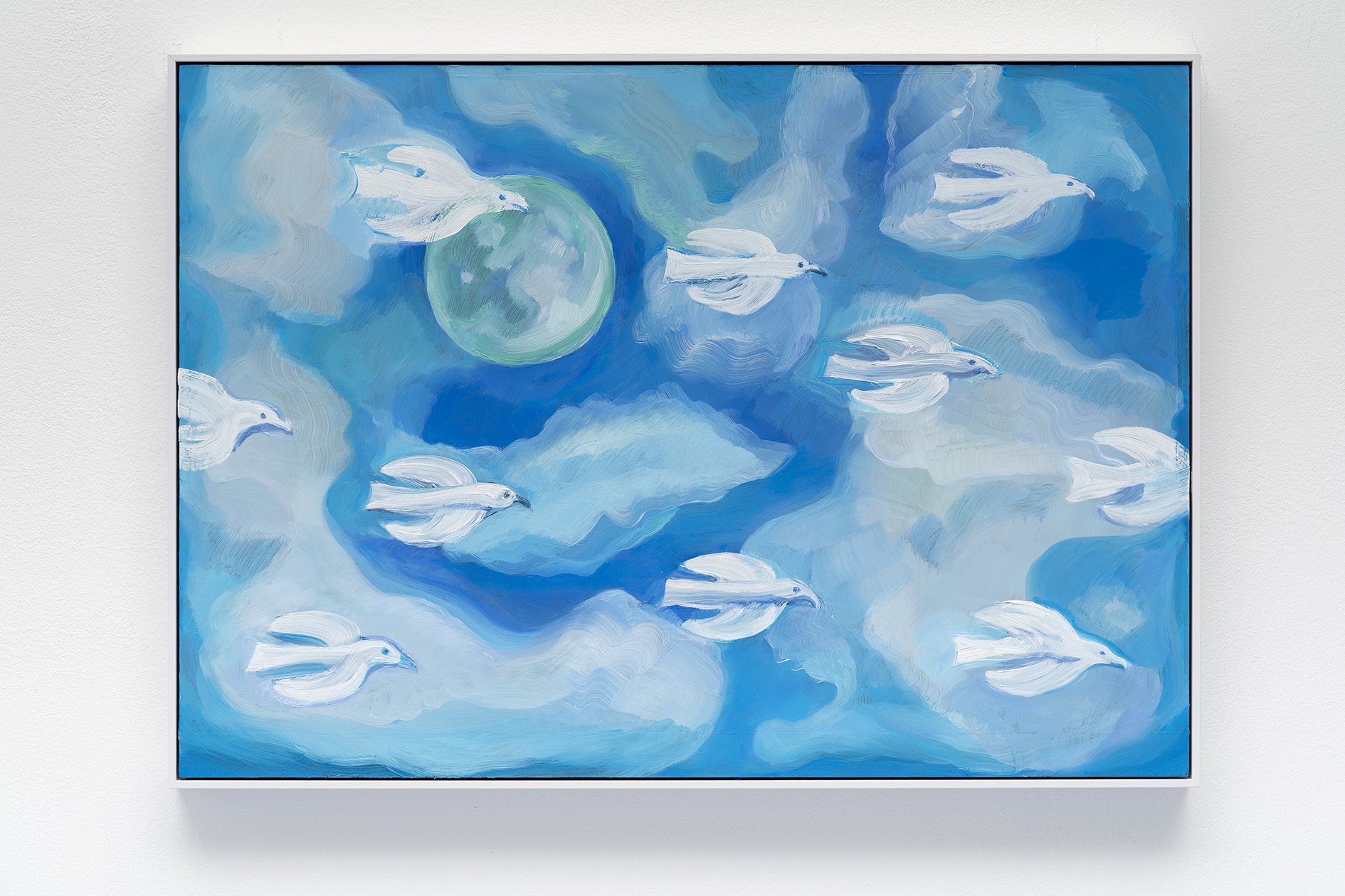 Olivia Parkes, Flock, 2022 – Oil on hardboard, 74.5 x 6.5 x 3.5 cm