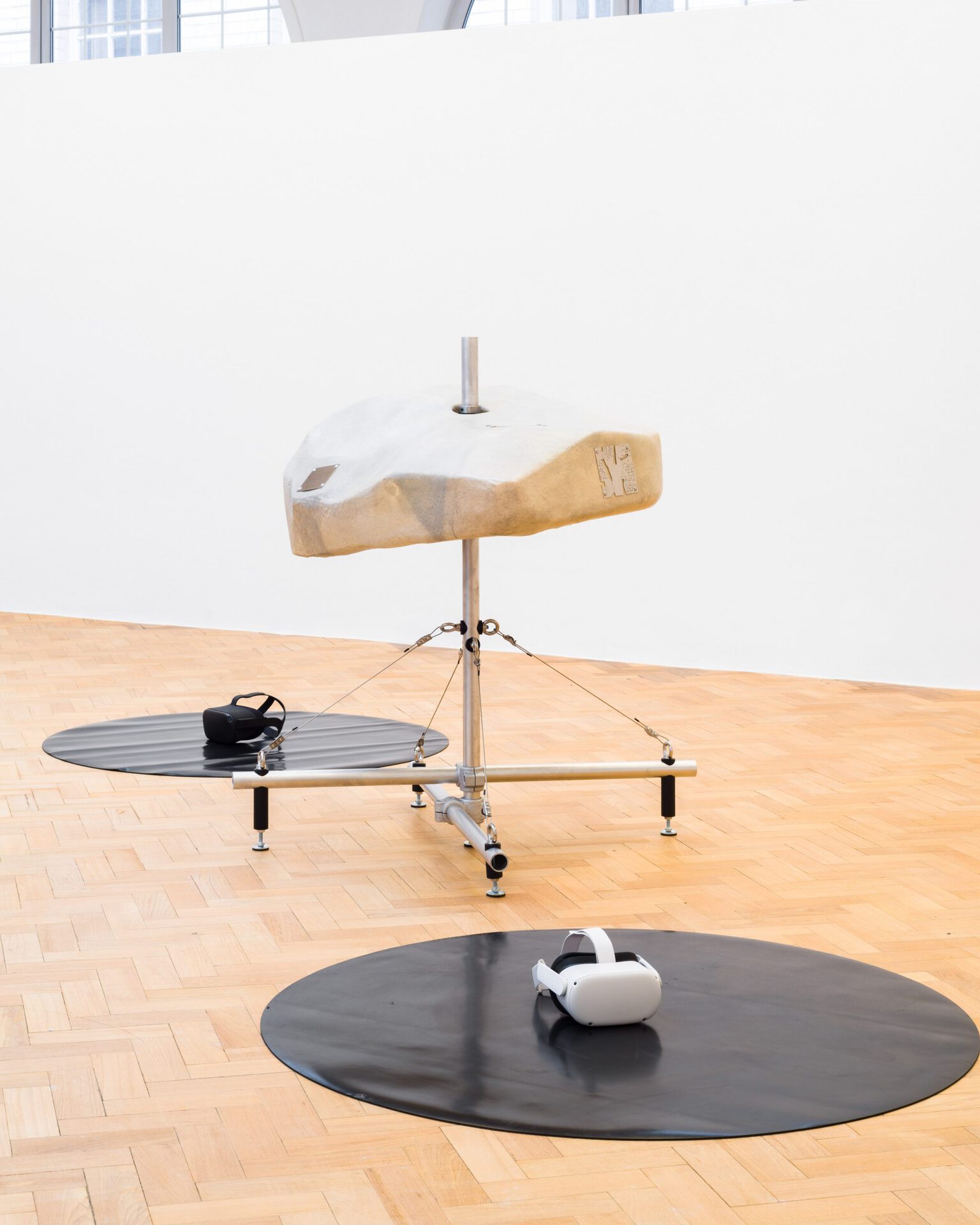 Thomas Pellerey Grogan, Thinking like a mountain, 2022, Sculpture #1, polyester resin, stainless steel, aluminium, plastic, h.125 x w.95 x d.105 cm