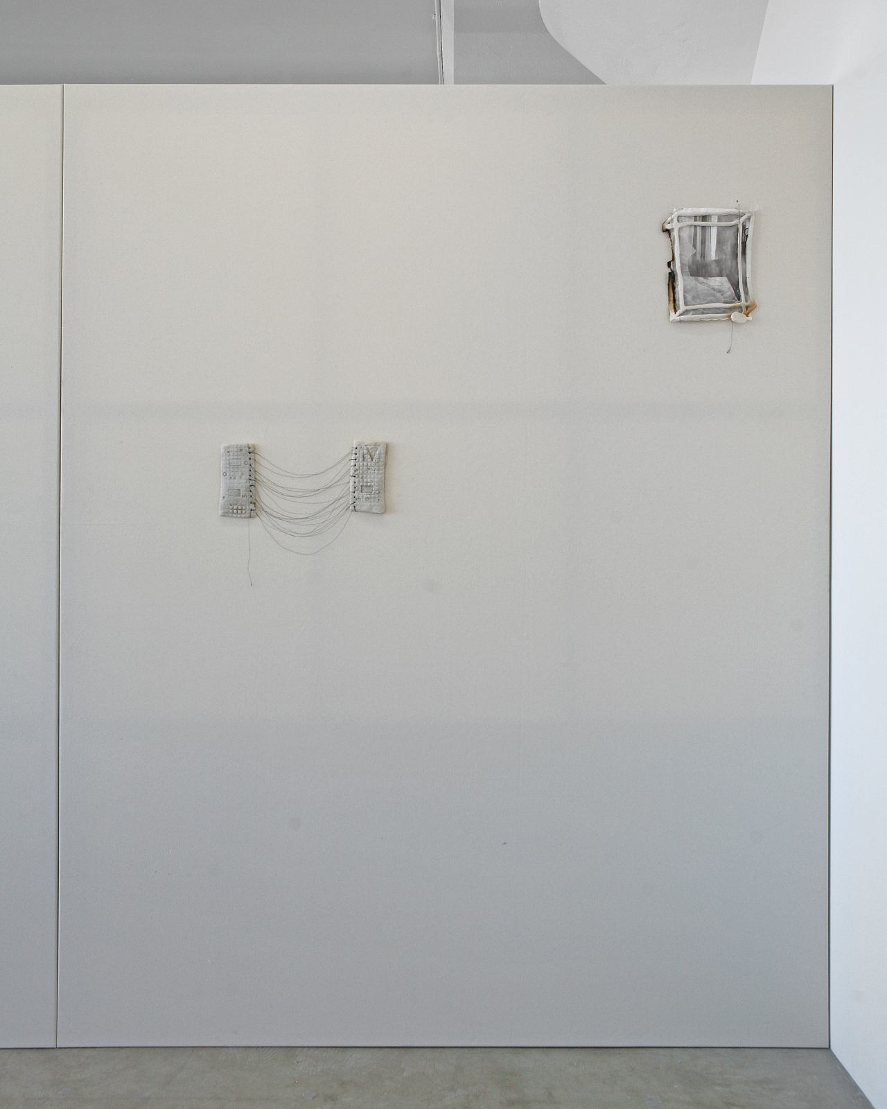 Yelena Zhelezov, An hour later, 2022, Flour, water, salt, thread and photocopy on canvas