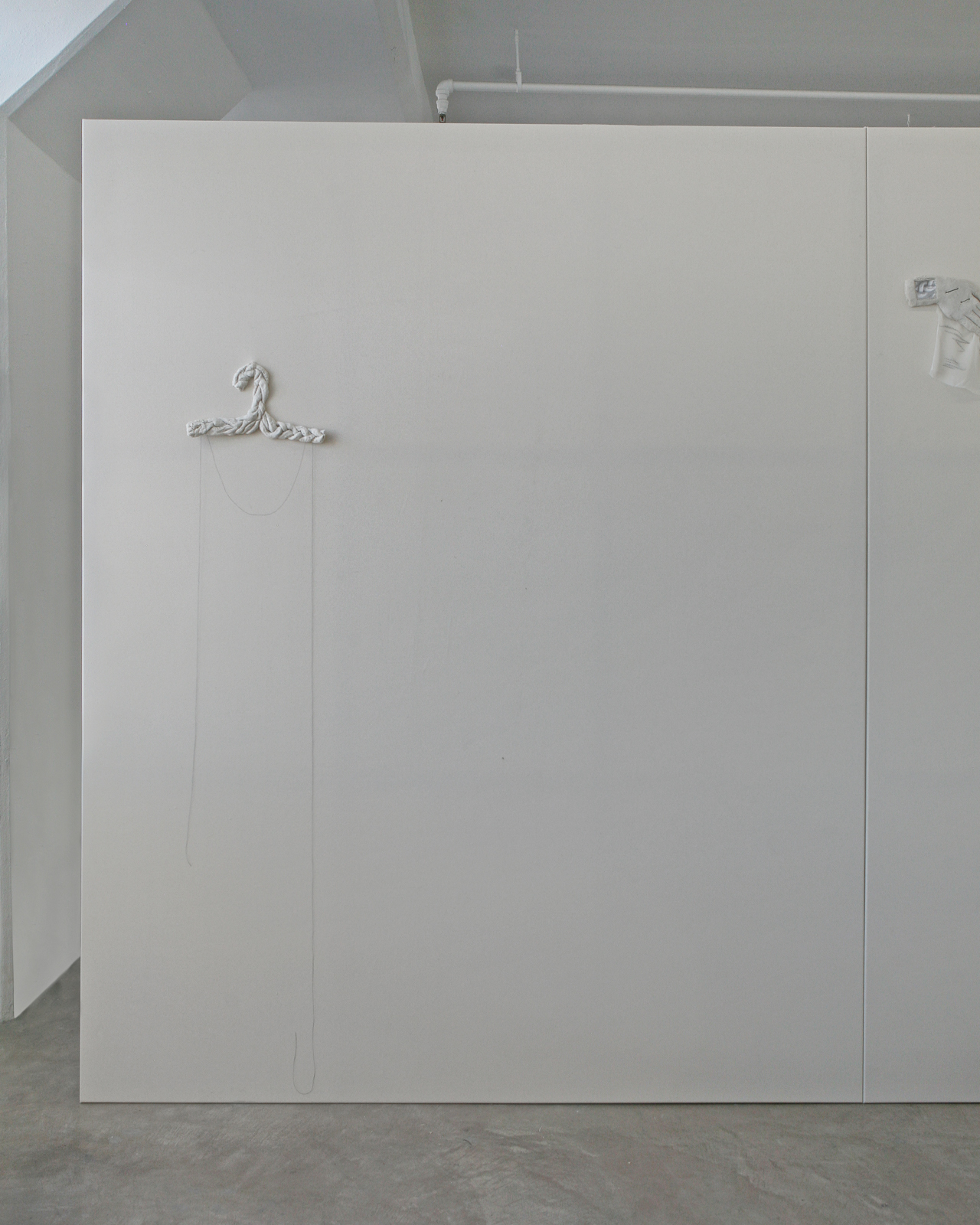 Yelena Zhelezov, It doesn’t matter which scenes we remember, or why, 2022 Flour, water, salt, and thread on canvas
