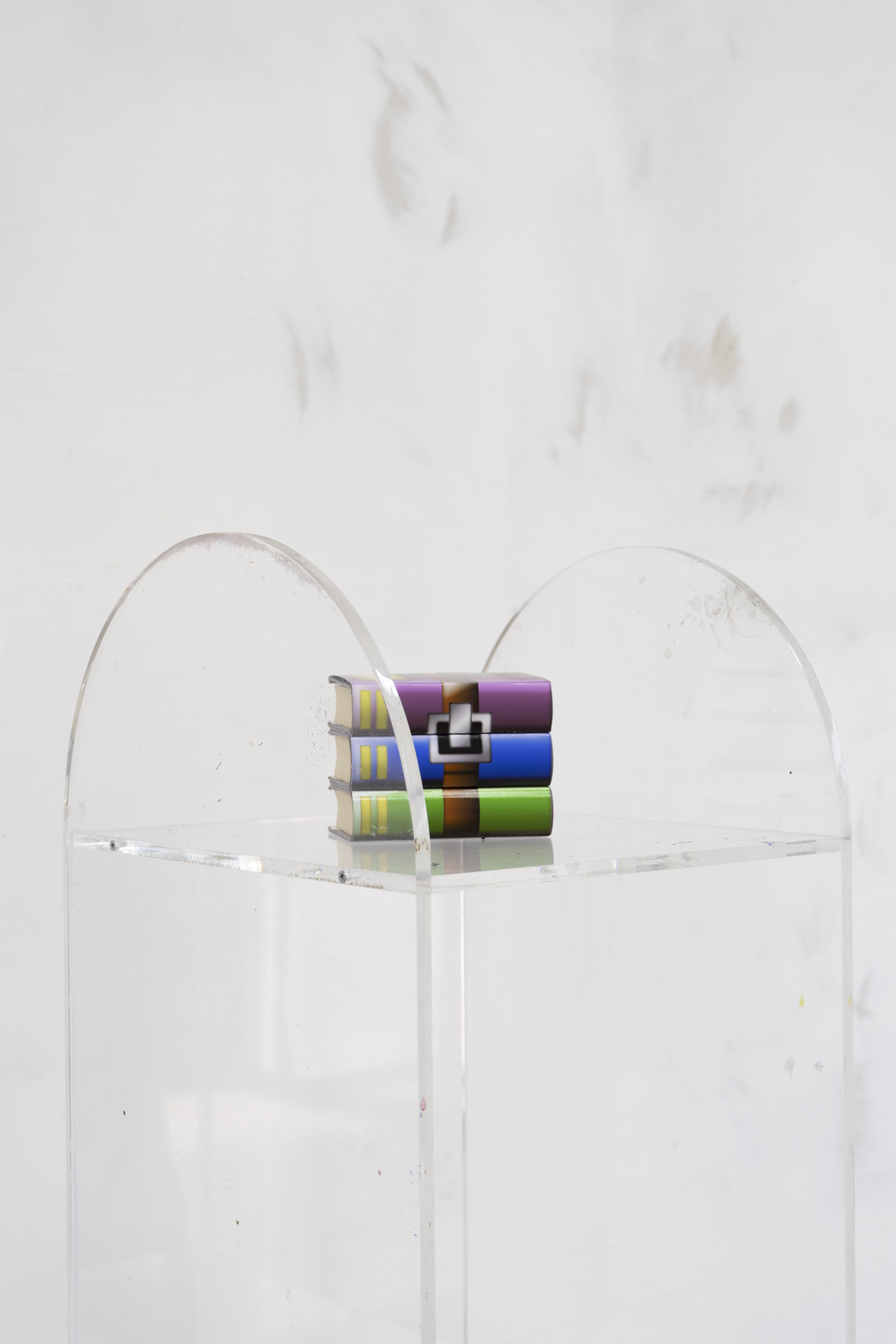 Hagen Eberle „zip (40 Day Trial, Please Purchase)“ 2022 Inkjet on photo paper, books, plexiglas Variable Dimensions