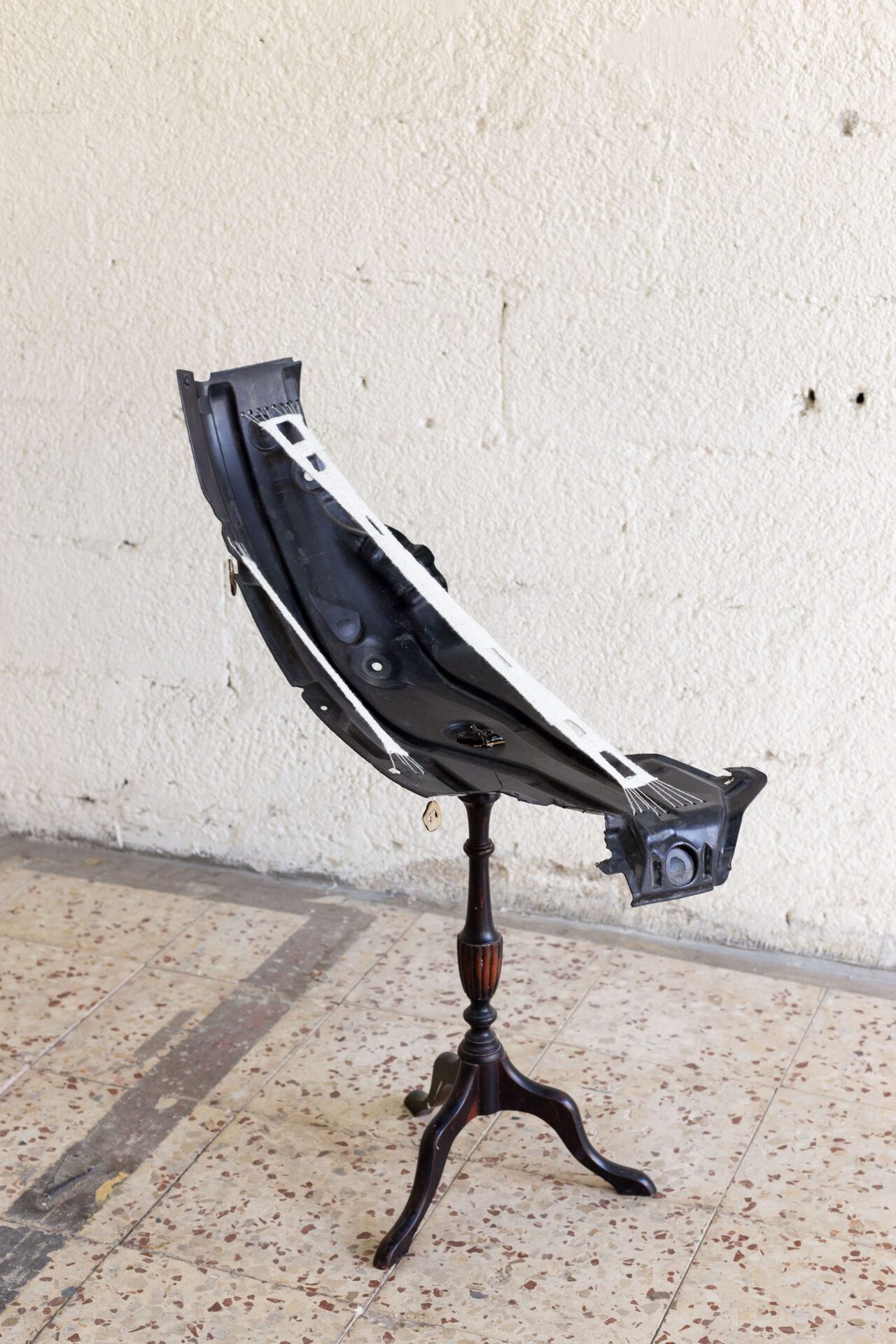 Instrument1, 2022 (found objects, woven silk, ceramics)