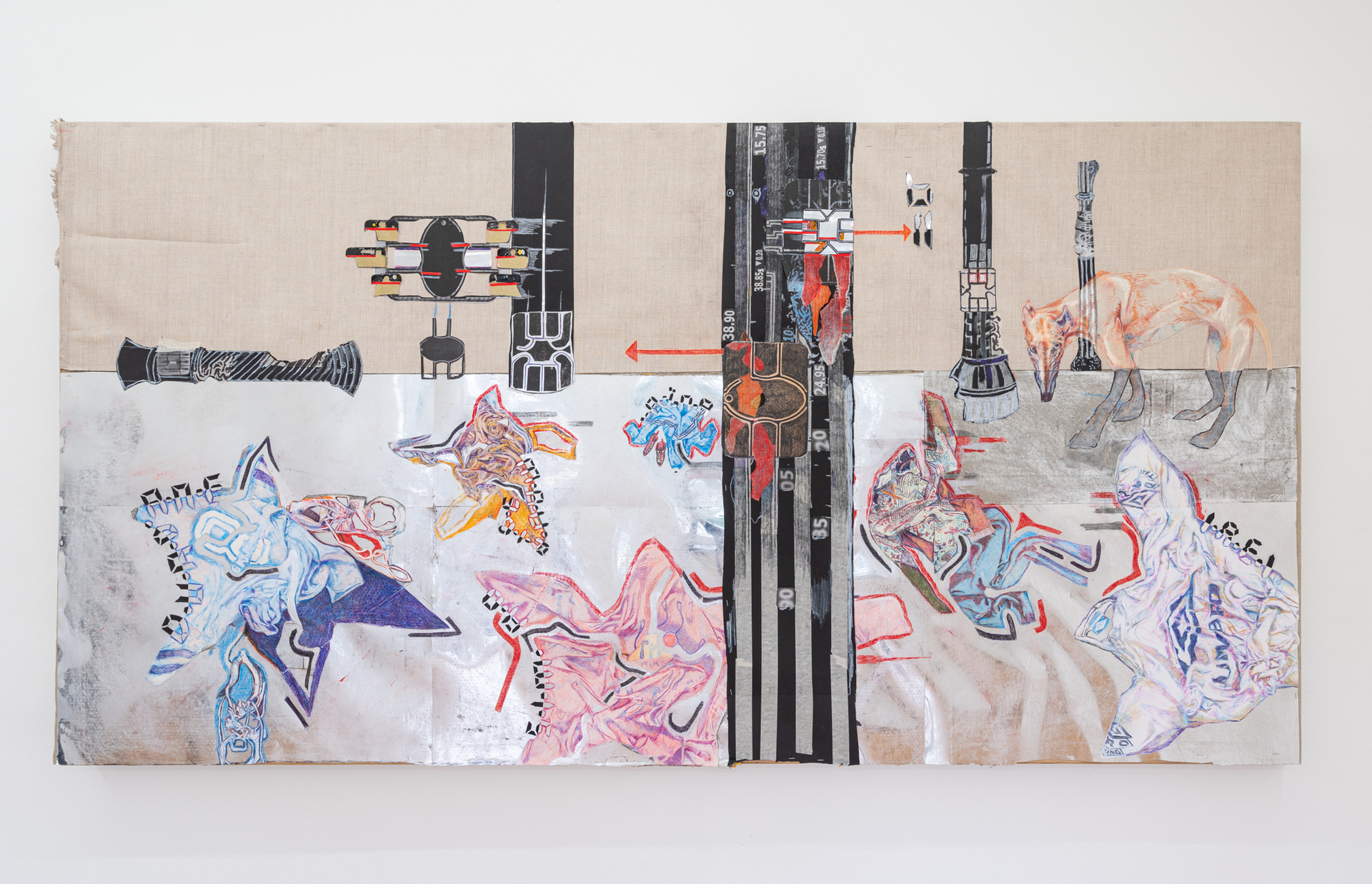 Anna Solal, "Clothes", 2022, drawing, mixed media on wood, 119 x 234 x 6 cm