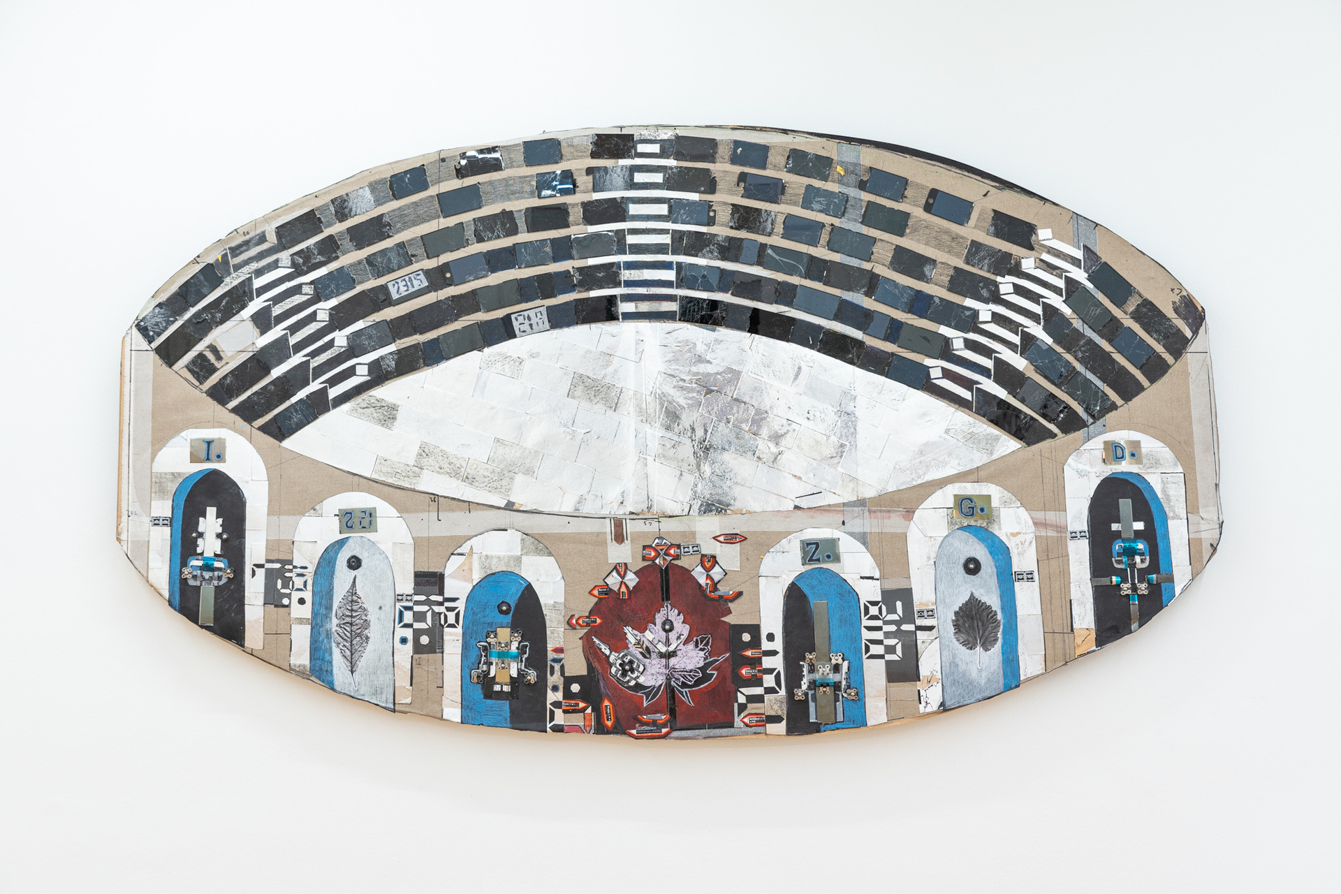 Anna Solal, "Arena", 2022, drawing, mixed media on wood, 130 x 232 x 6 cm