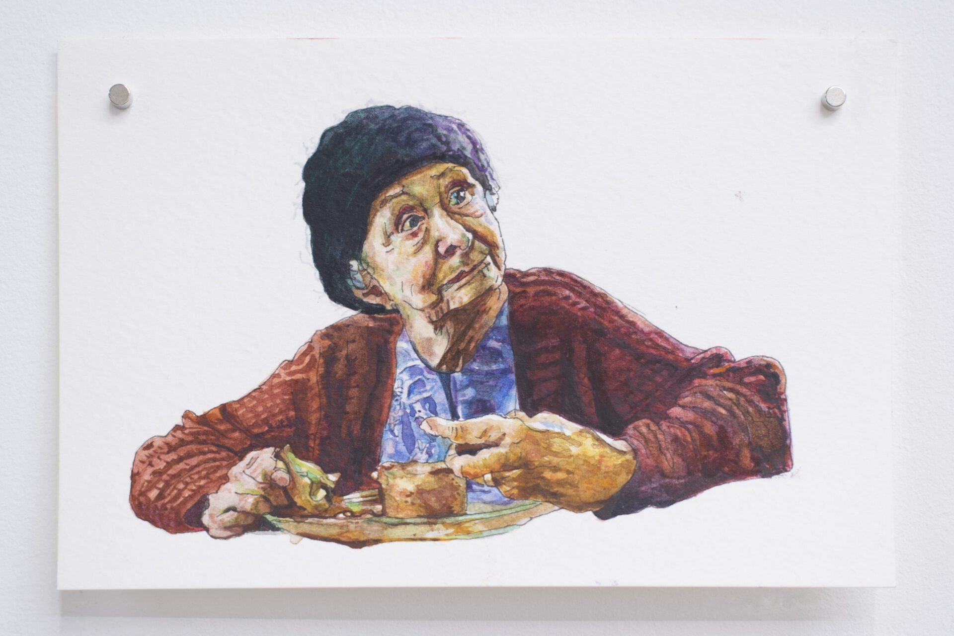 Rosie McGinn, Cosmic Dancer (Grandma), 2022, watercolour on paper, 10 x 15cm