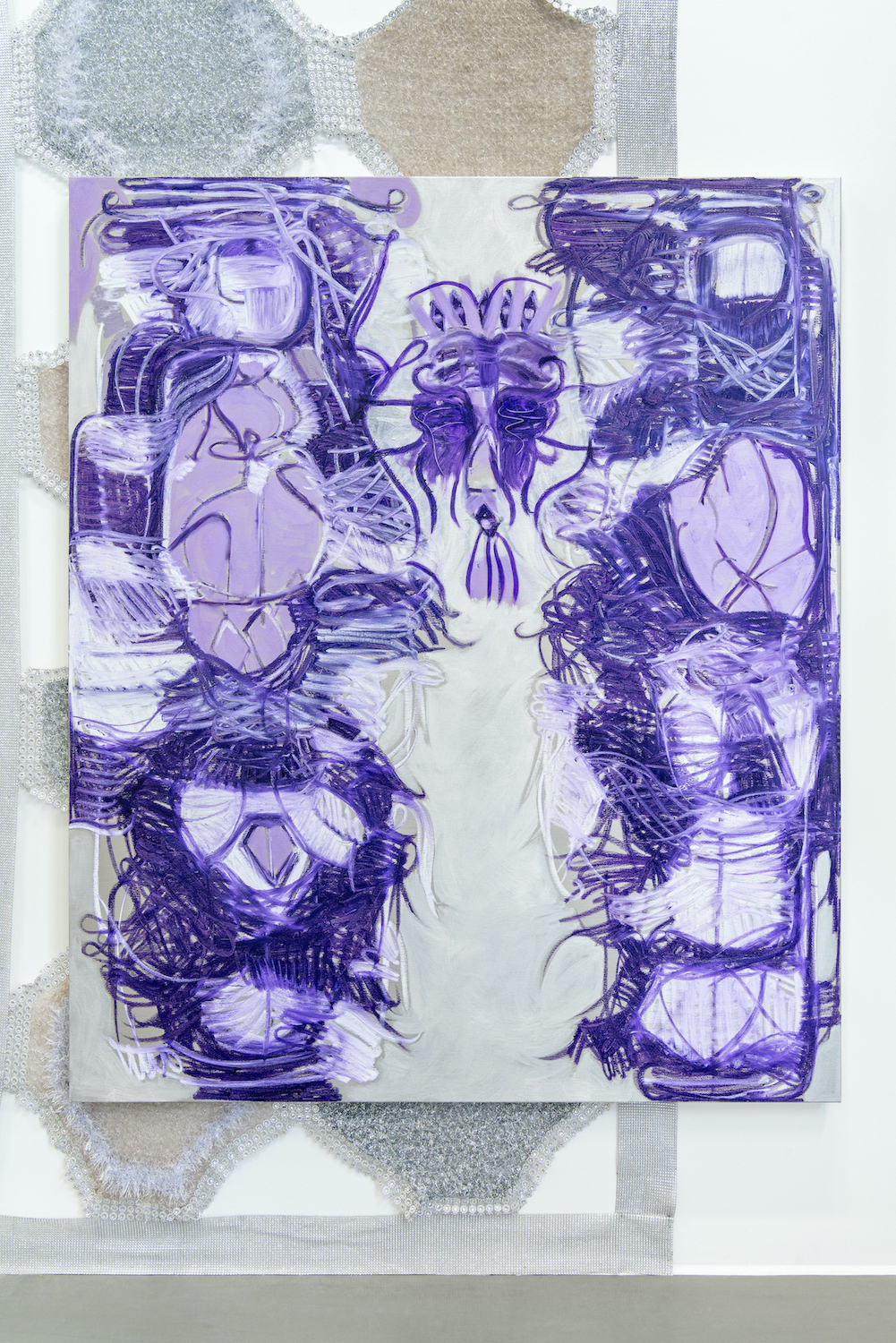 Melike Kara, kirkbudak, 2022, oil sticks and acrylic on canvas, 180 x 150 cm, courtesy: the artist and Jan Kaps Gallery, Köln