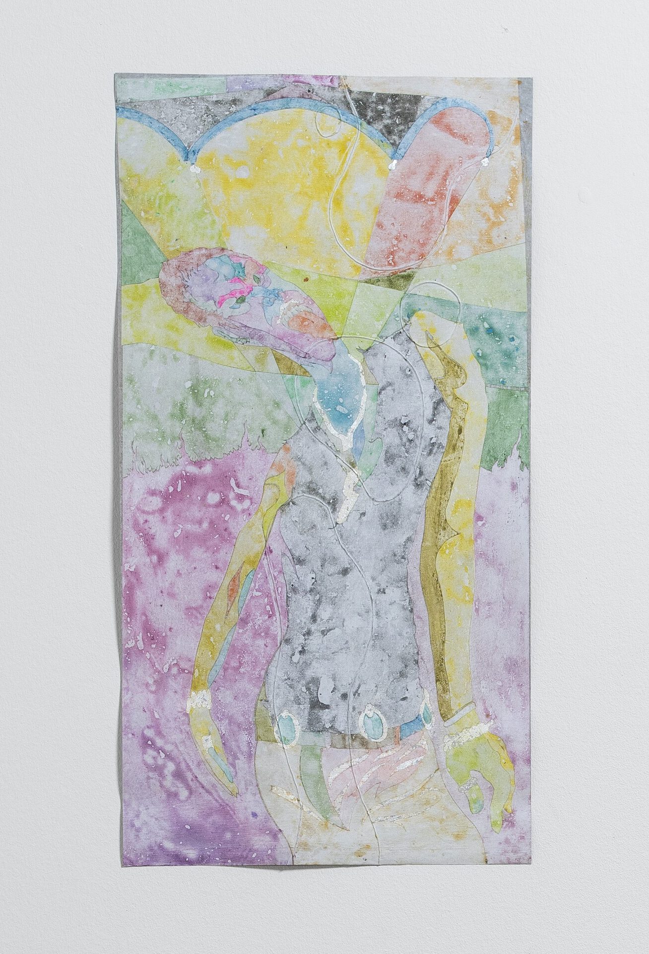 Paul Paillet, Spike and his tongue I, 2022, paper, pigment, aluminium foil, 68 x 34 cm