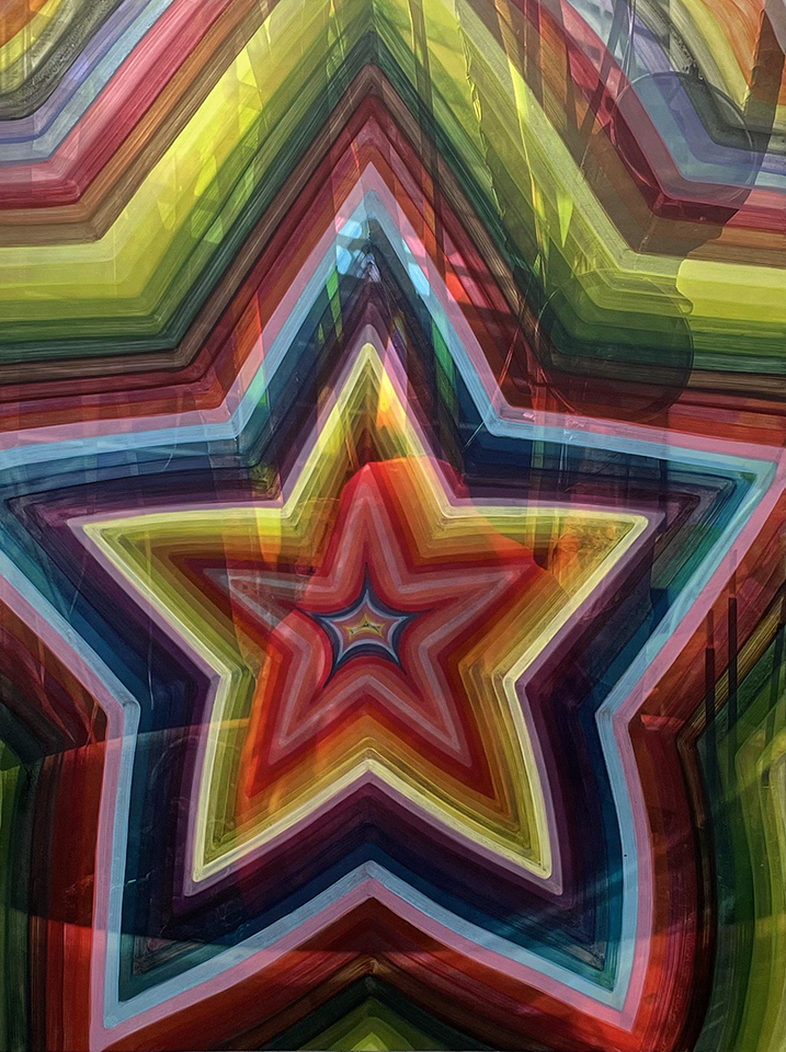 Ben Quinn ”Buddha Candle (Situational Light)” Watercolor and UV Varnish on PVA over Inkjet Print Fixed to Canvas over Panel 48 x 36 inches 2022