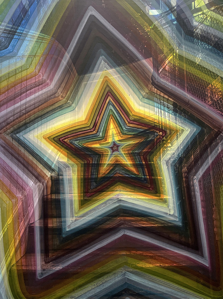 Ben Quinn ”Classic Apparition Location” Watercolor and UV Varnish on PVA over Inkjet Print Fixed to Canvas over Panel 48 x 36 inches 2022