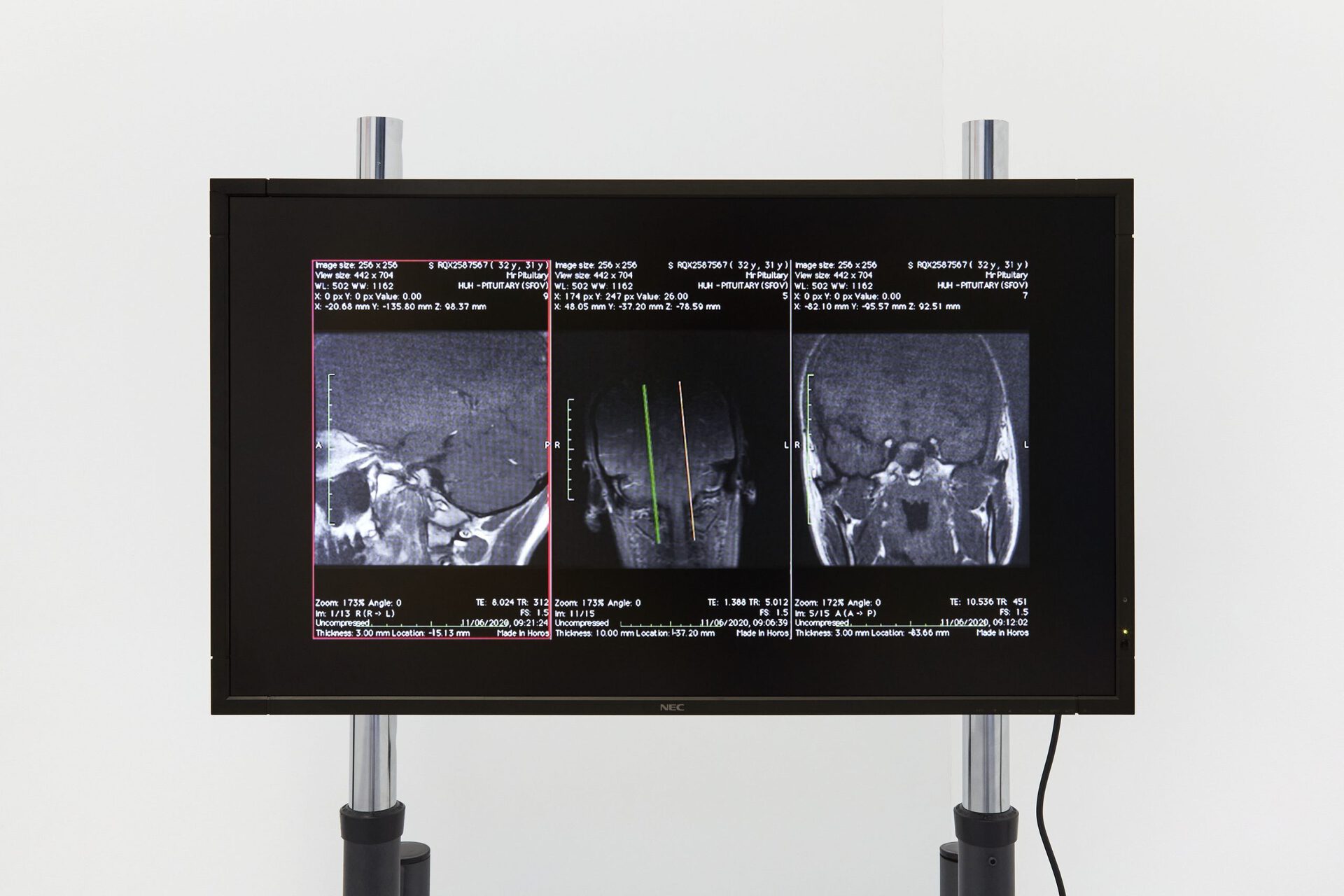 Robert Orr, Localizers I & II, 2022, HD video (TRT: 2:30), HD monitor, Unicol trolley, 160 x 90 x 70cm approx.