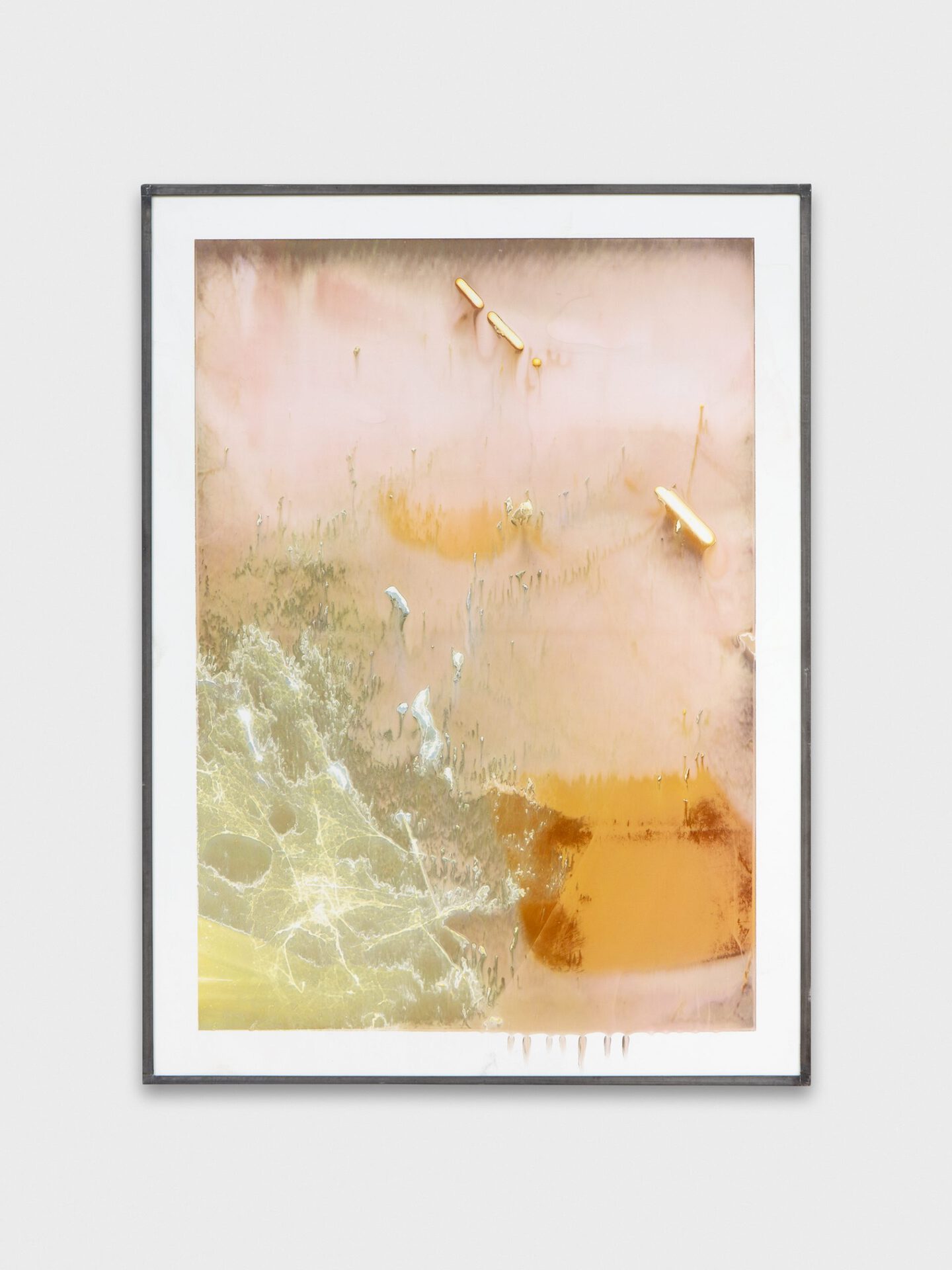 Jean-Vincent Simonet Spiderweb (heirloom), 2022 Inkjet print on plastic foil, fingertips intervention , handmade lead frame, anti-reflective glass 42 × 31cm