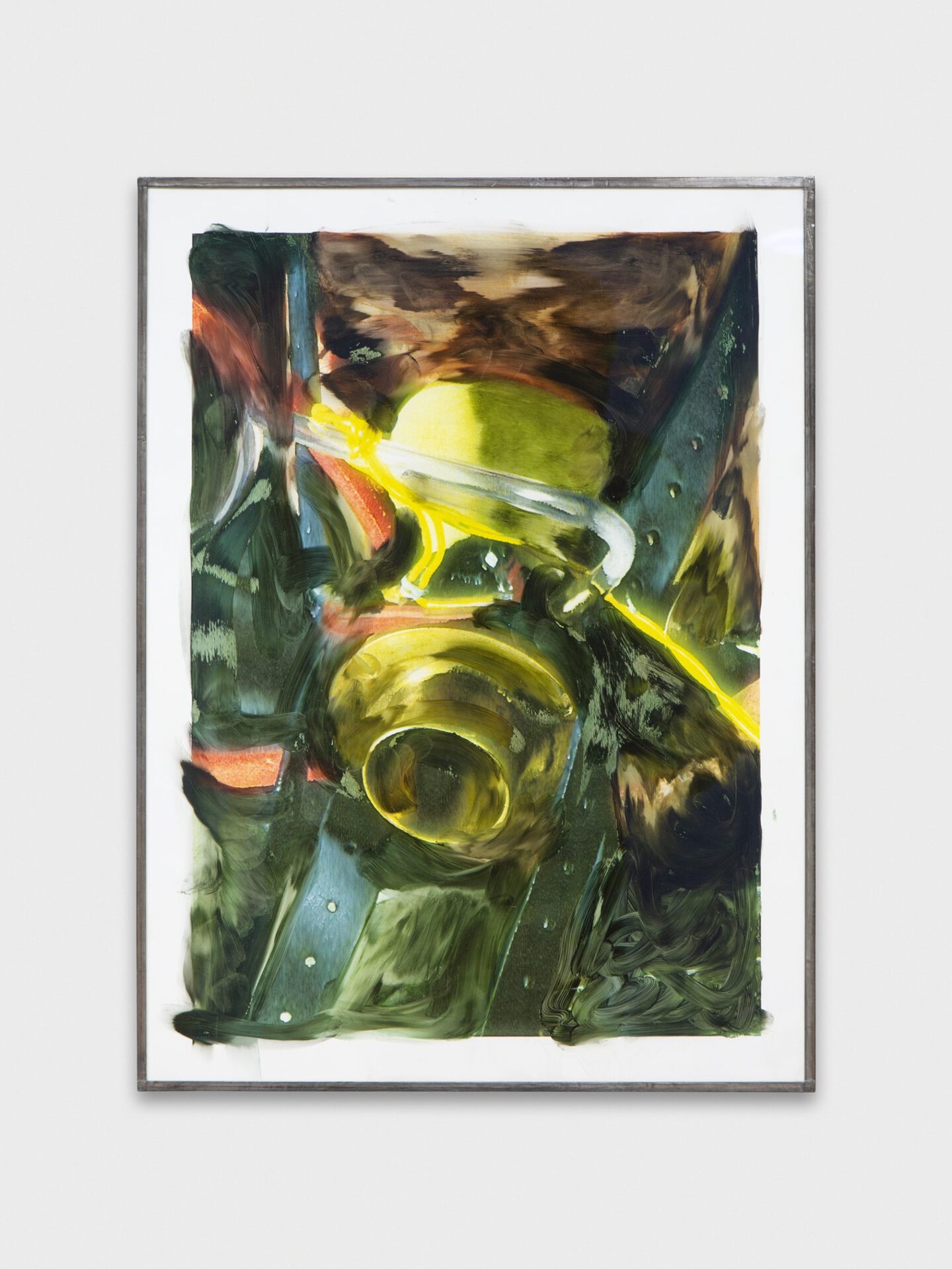 Jean-Vincent Simonet Untitled (heirloom), 2022 Inkjet print on plastic foil, fingertips intervention, handmade lead frame, anti-reflective glass 42 × 31cm