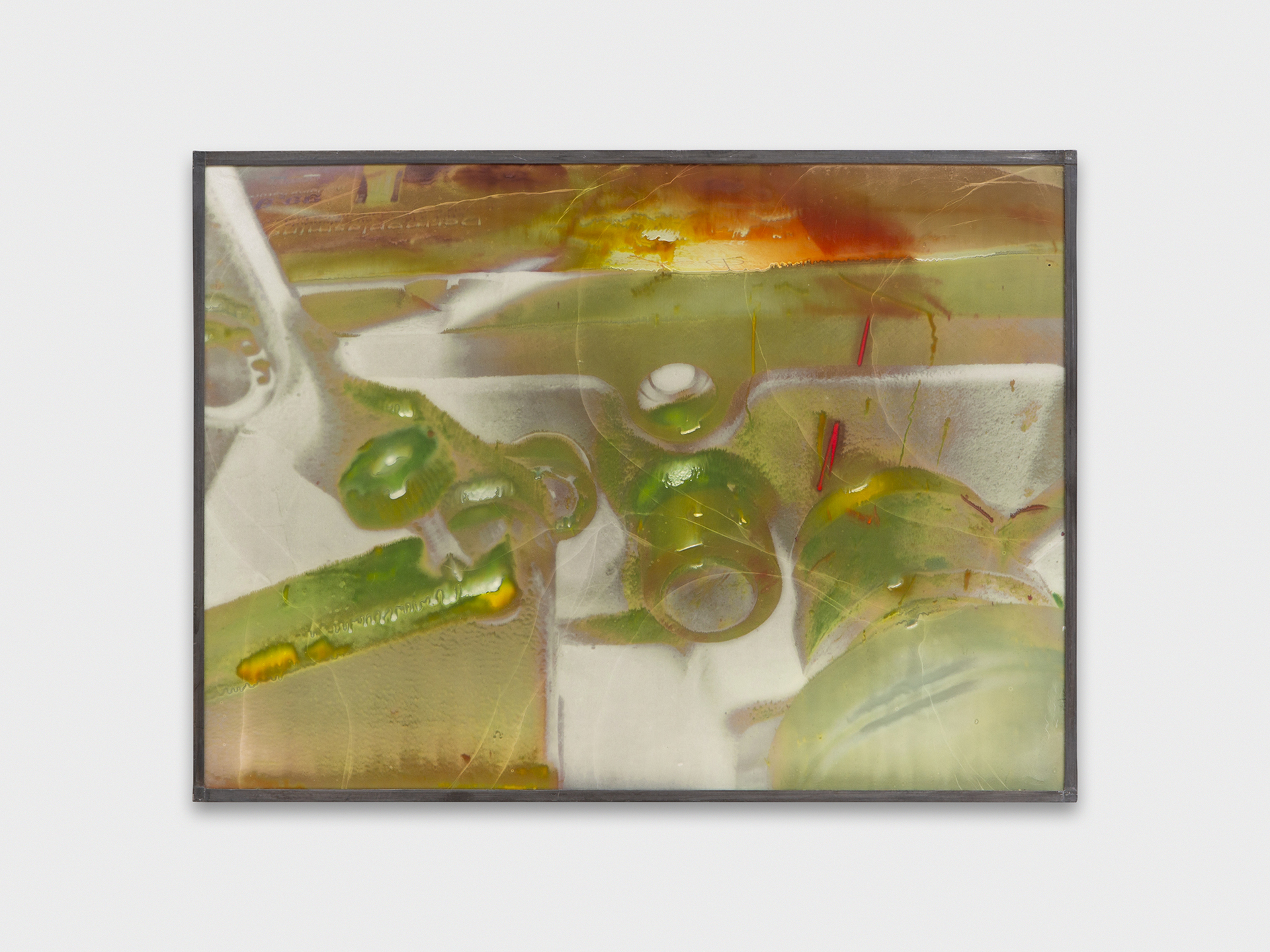 Jean-Vincent Simonet Inkwell (heirloom), 2022 Inkjet print on plastic foil, fingertips intervention , handmade lead frame, anti-reflective glass 31 × 42cm