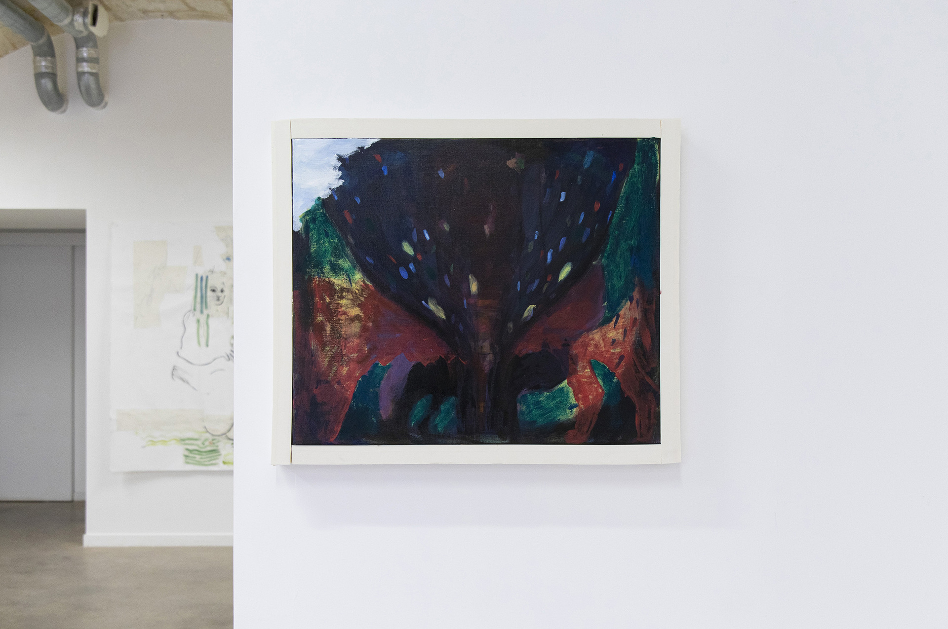 Simon Rayssac, louve (fauve), 2022. Acrylic and oil on canvas, 46 x 55,5 x 4,5 cm (+artist's frame) © Pierre Poumet