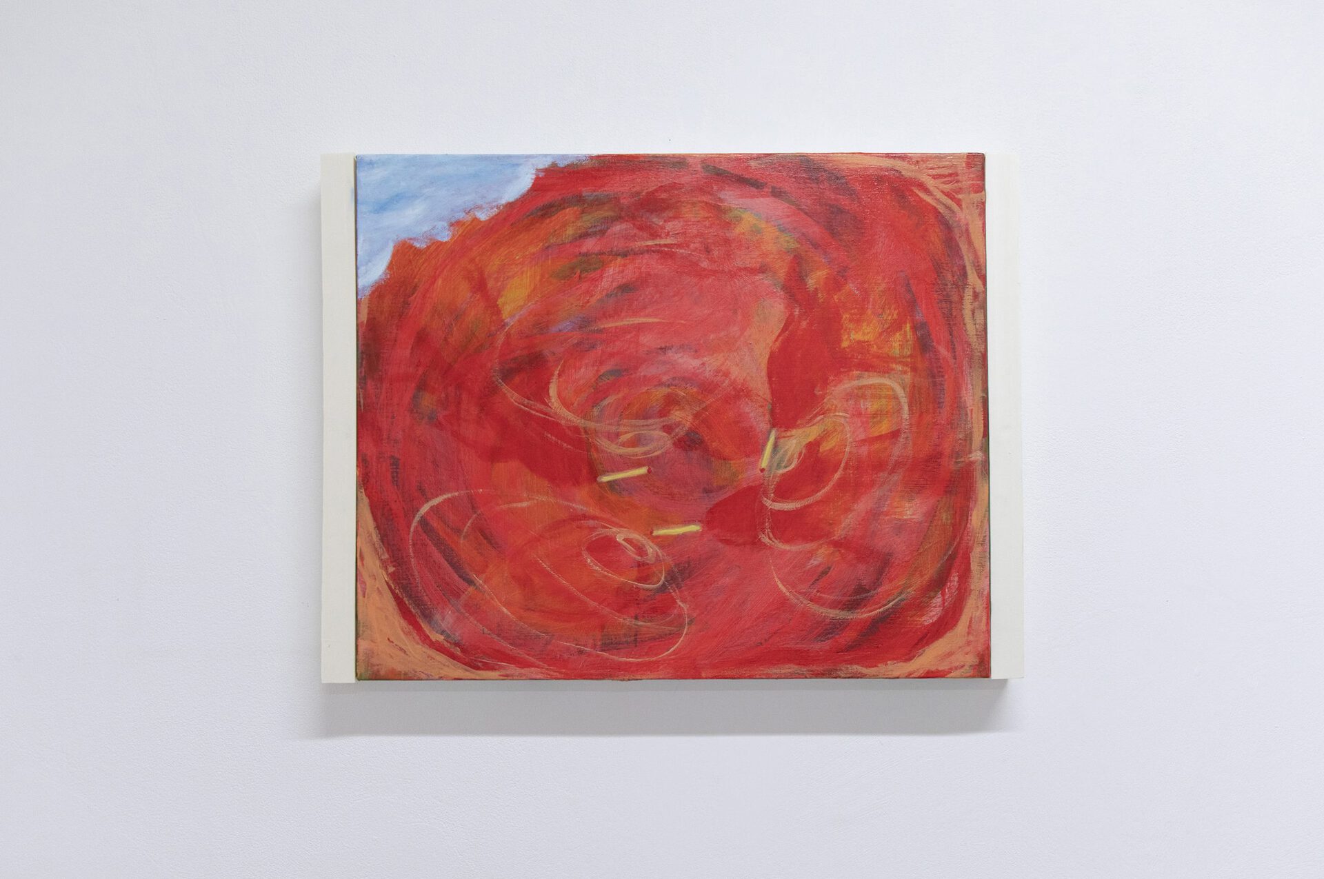 Simon Rayssac, étude de poisson rouge avec brindilles, 2022. Acrylic and oil on canvas, 46 x 55,5 x 4,5 cm (+artist's frame) © Pierre Poumet