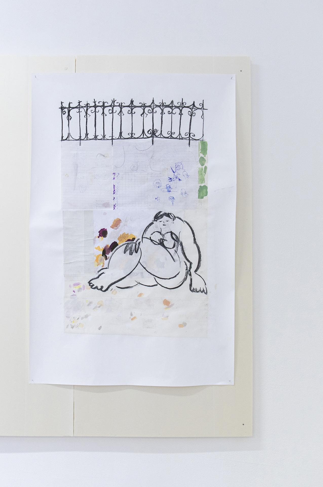 Gregory Cuquel, le parc, 2022. Mixed media on paper, 100 x 66 cm © Pierre Poumet