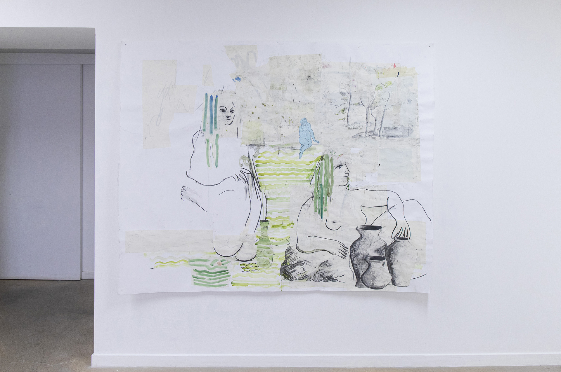 Gregory Cuquel, vocal sentimental fry, 2021. Mixed media on paper, 150 x 188 cm © Pierre Poumet