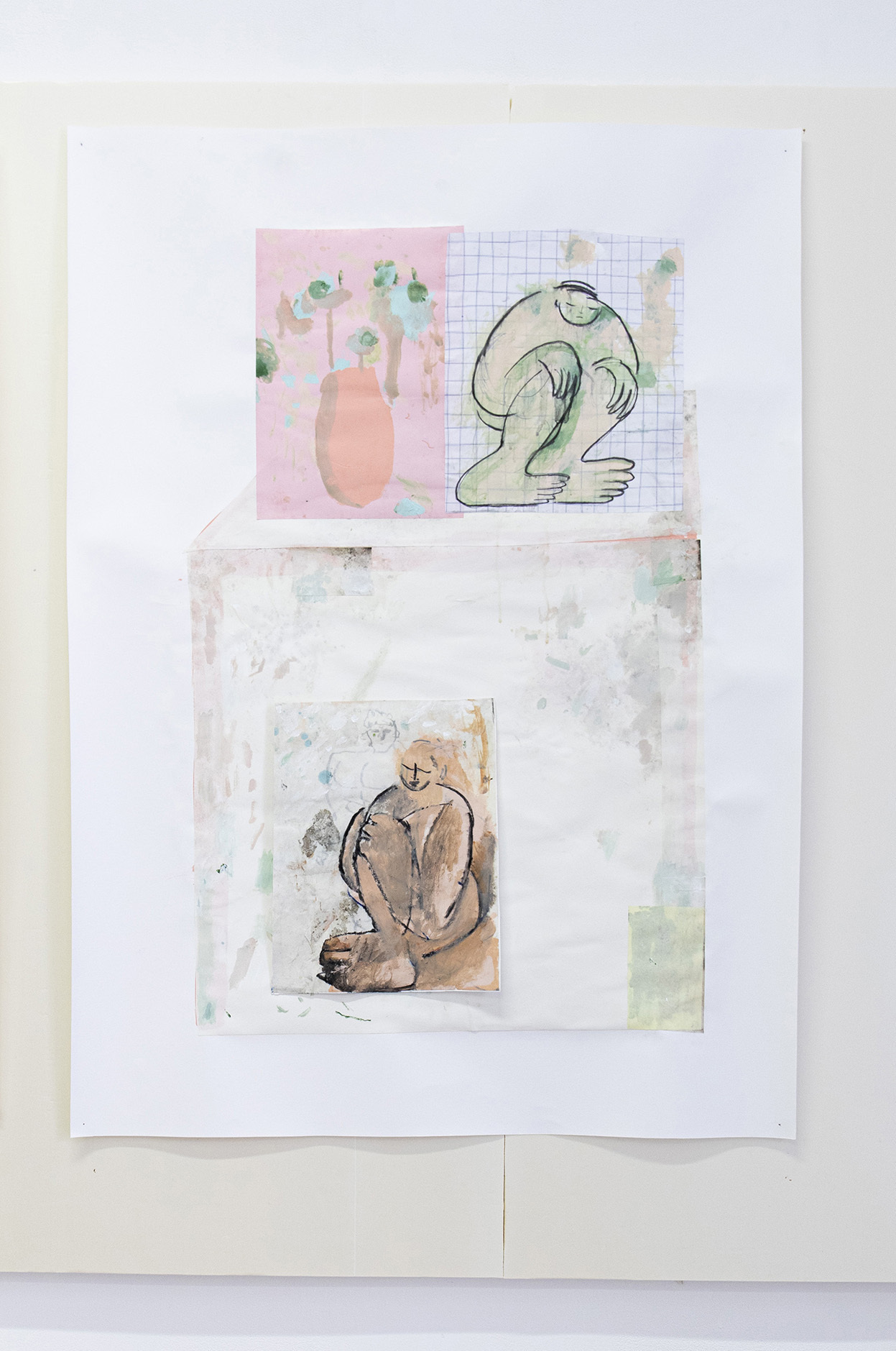 Gregory Cuquel, la lumière revient parfois le soir, 2022. Mixed media on paper, 103 x 74,5 cm © Pierre Poumet