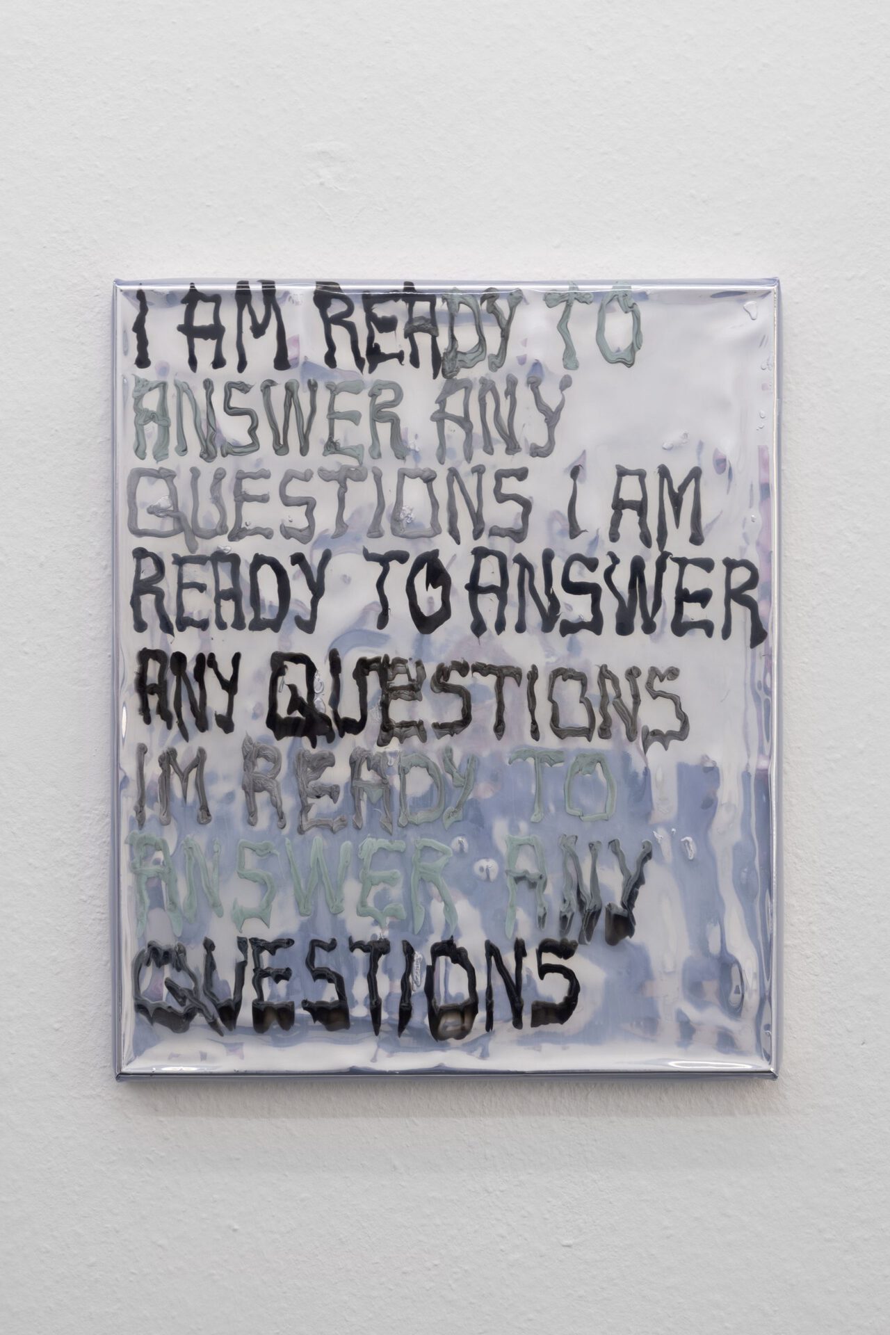 Dennis Buck, ANY questions (portrait), 2022, Vinyl, silicone on vinyl, 60cm x 50cm