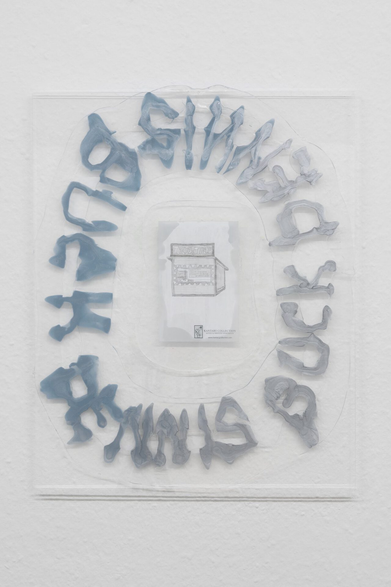 Dennis Buck, taco stand (portrait), 2022, Pencil on paper in silicone plexiglass artist frame, 50cm x 40cm