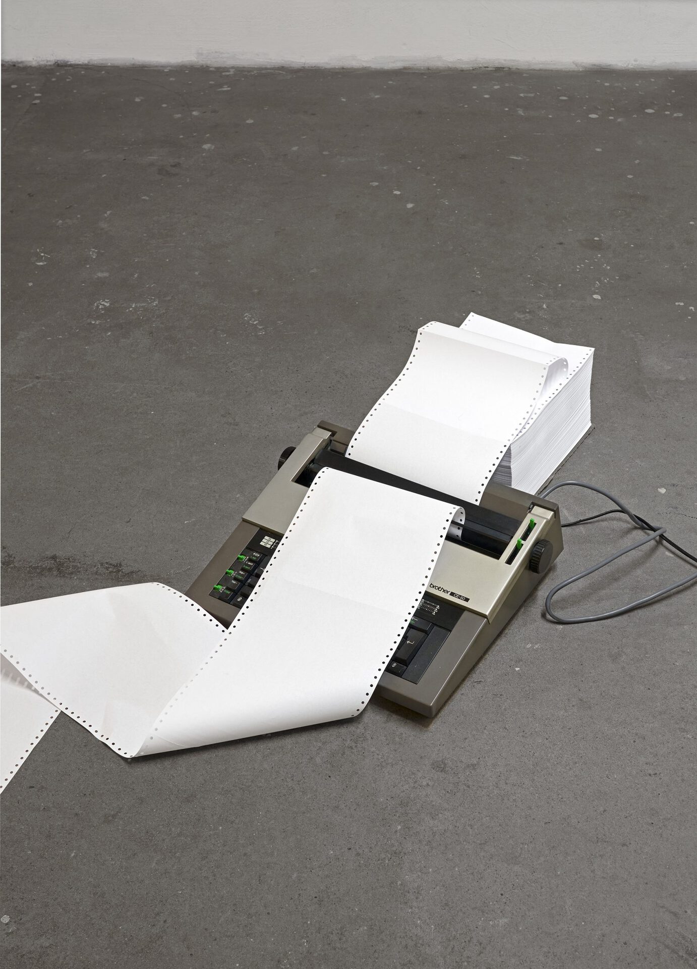 Tamara Goehringer (in collaboration with Johannes Ratz), abba, cddc, effe, 2022, typewriter, paper, raspberry pi, python 30x40 cm
