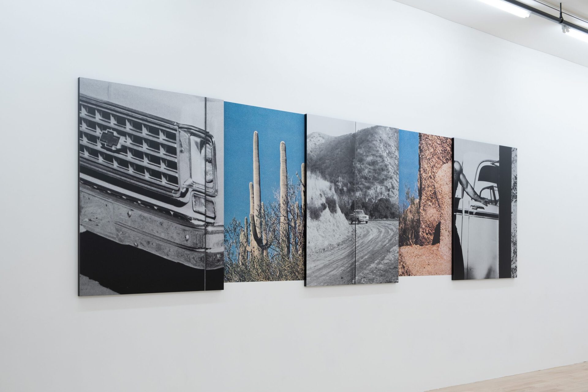 Pacifico Silano, The Open Road, 2022, Three UV laminated archival pigment prints on museum boxes, PhotoTex 50 x 179 x 1 inches / 127 x 454.7 x 2.5 cm